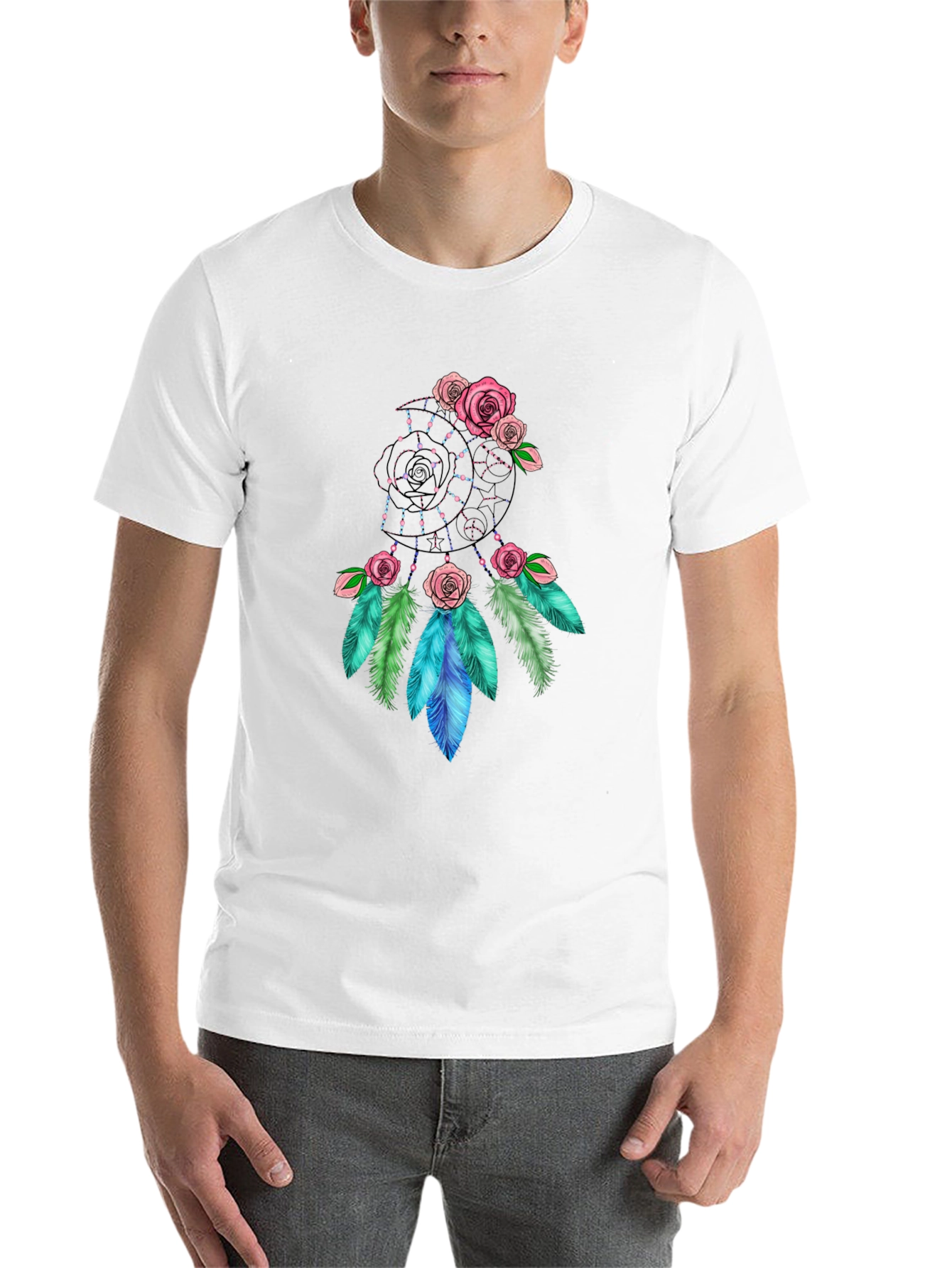 Black Dreamcatcher Rose Graphic Black T-Shirt view 14
