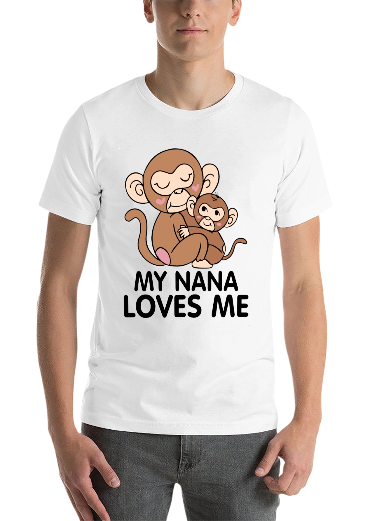 Black My Nana Loves Me Monkey Graphic T-Shirt view 14