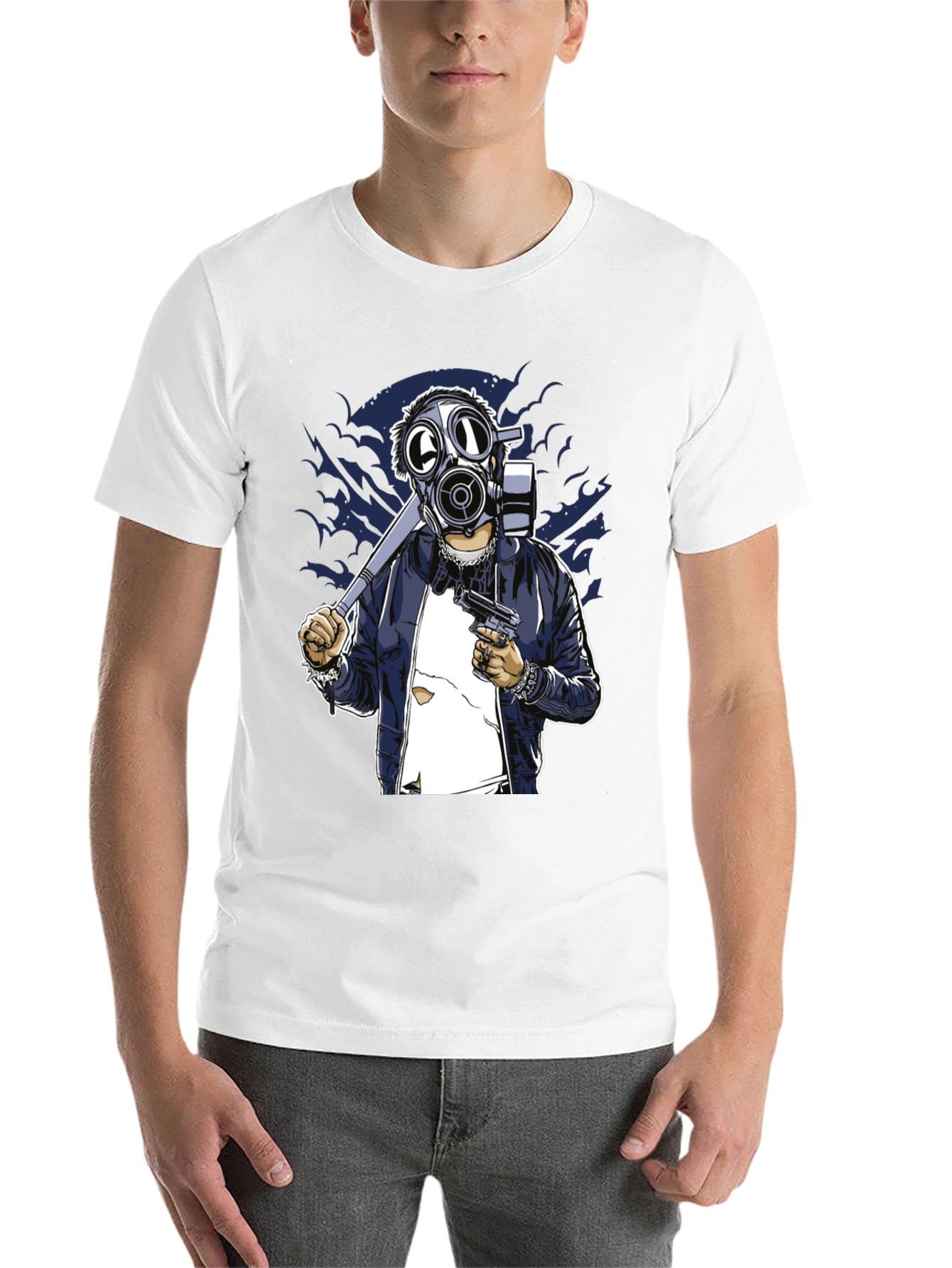 Black Gas Mask Graphic T-Shirt - Edgy Streetwear Tee view 14