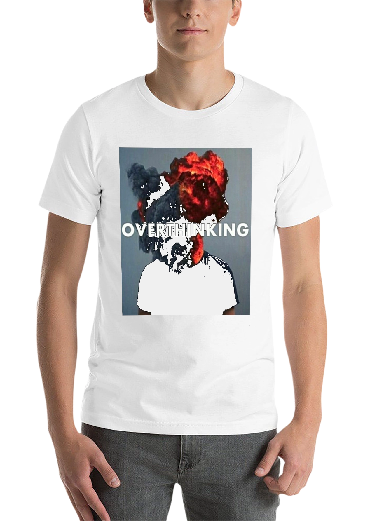 Black Overthinking Graphic Tee - Unique Statement T-Shirt view 14