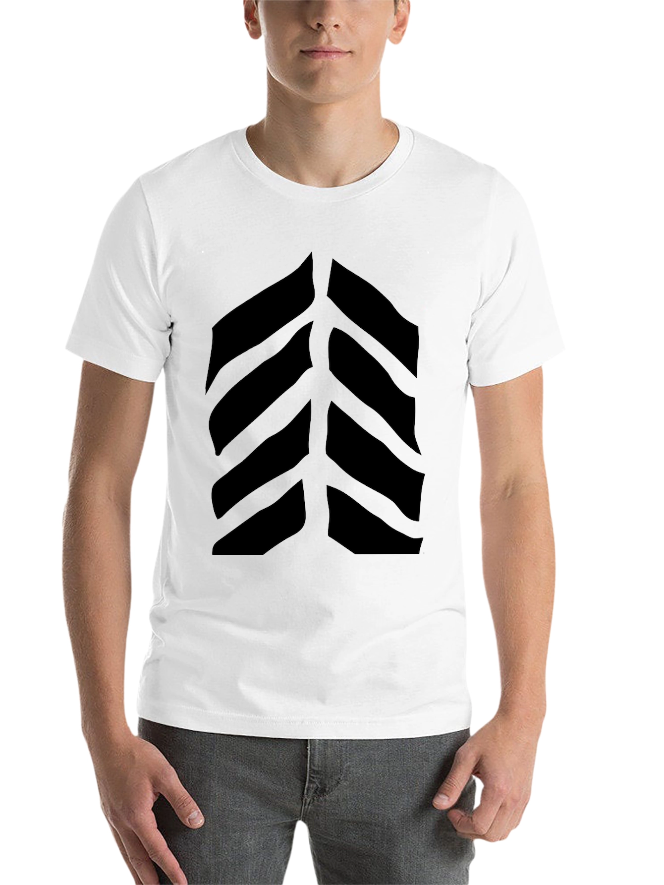Black Graphic Tee - Abstract Leaf Design view 14