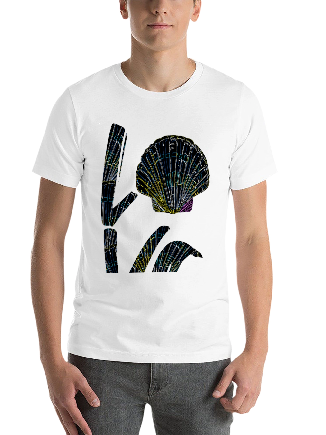 Black Abstract Seashell Graphic Tee - Black view 14