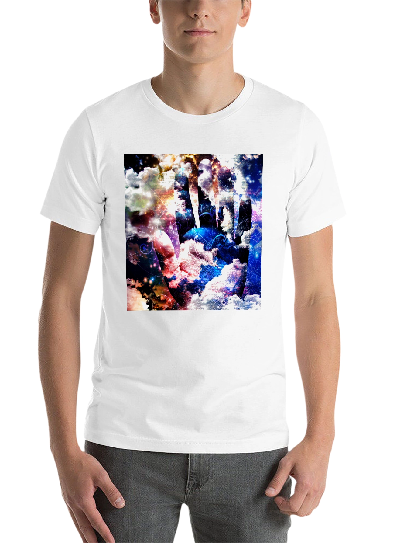 Abstract Cloud Hand Graphic Black Tee - 14
