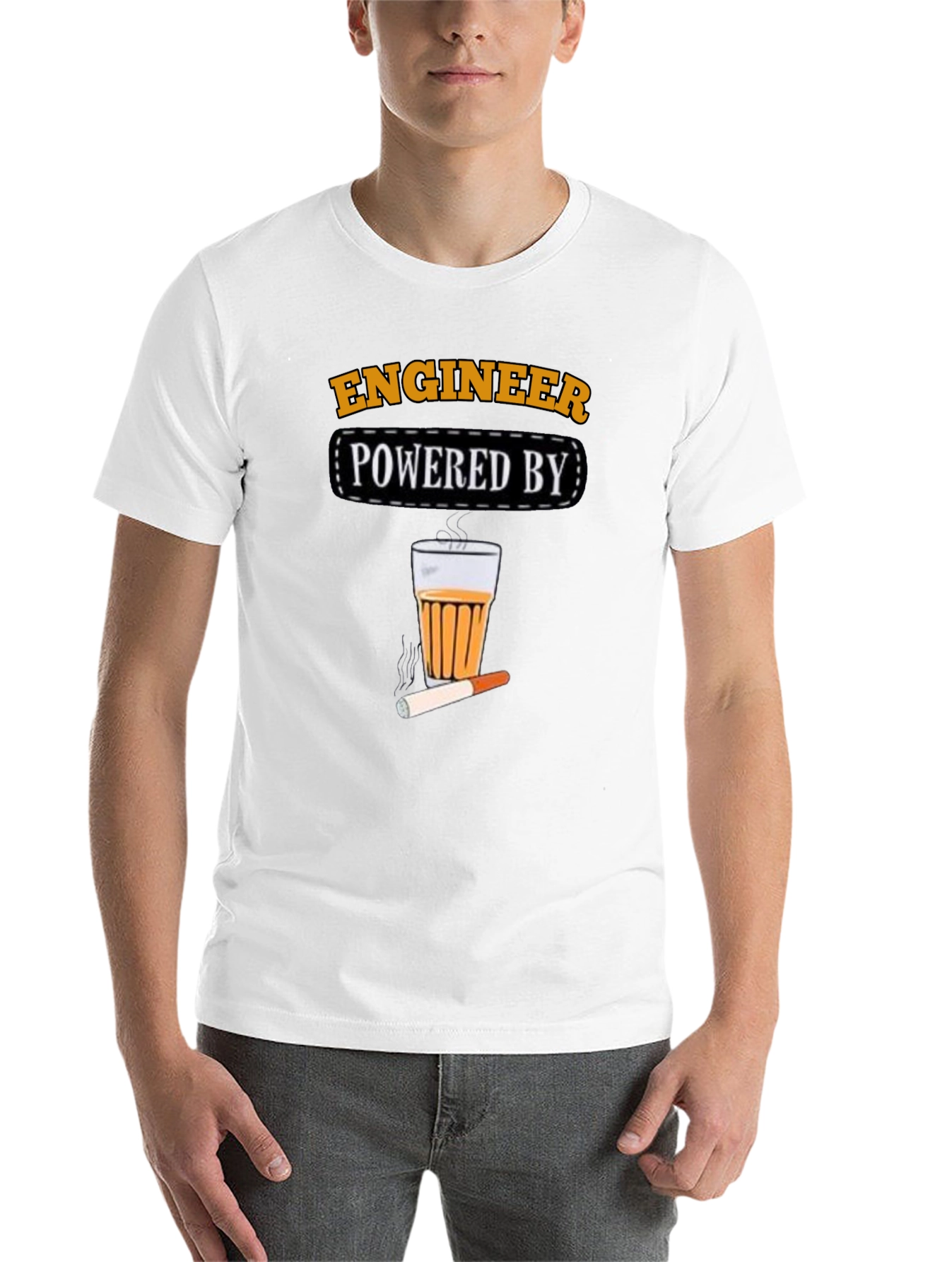 Black Engineer Powered By Tea & Cigarette T-Shirt view 14