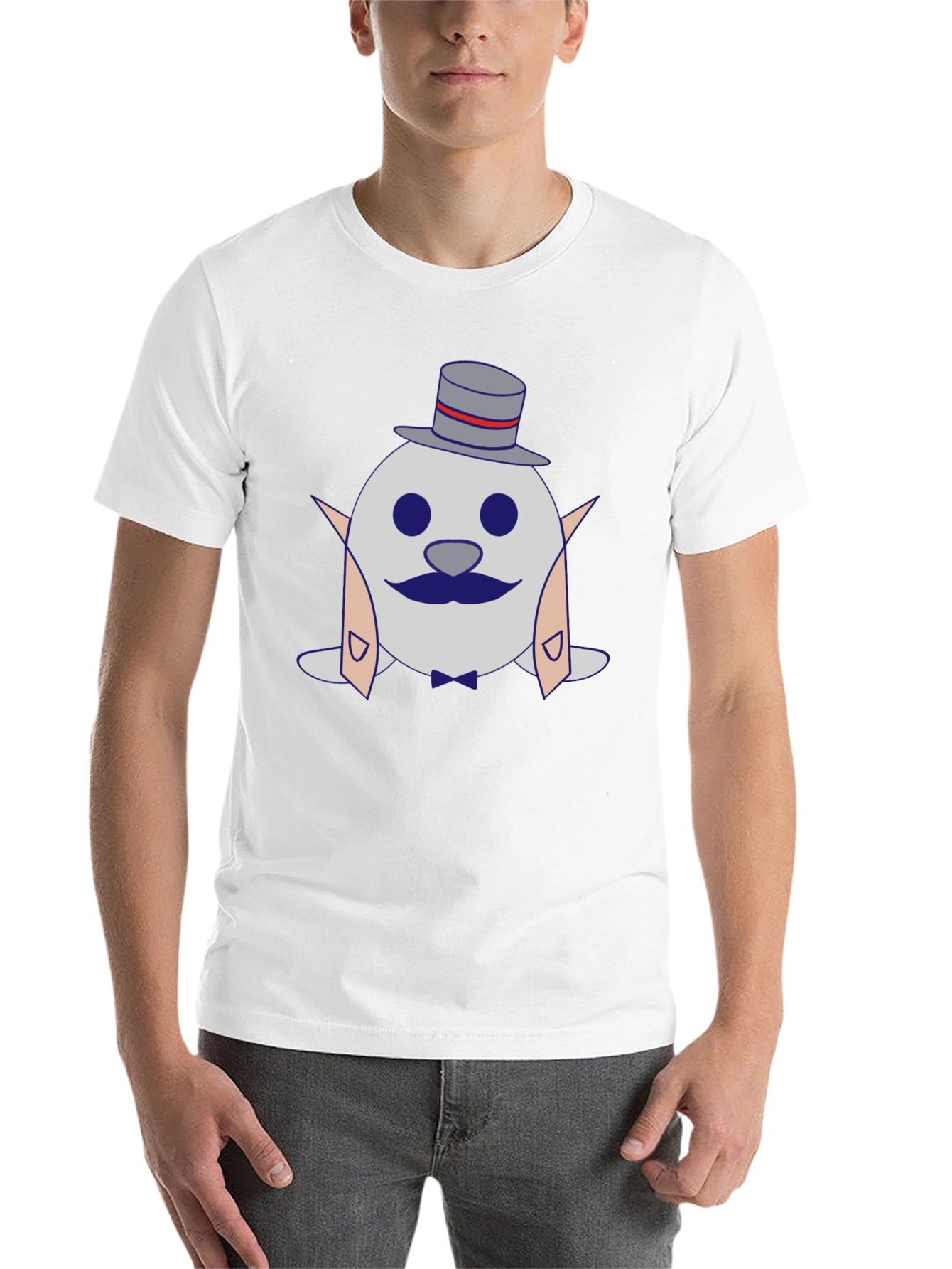Black Dapper Seal T-Shirt - Cartoon Tuxedo Design view 14