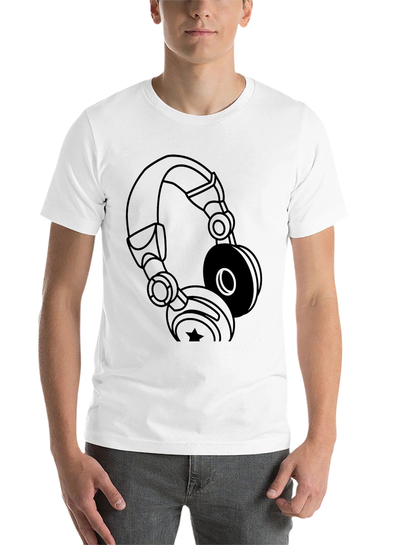 Black Black Headphones Graphic T-Shirt view 14