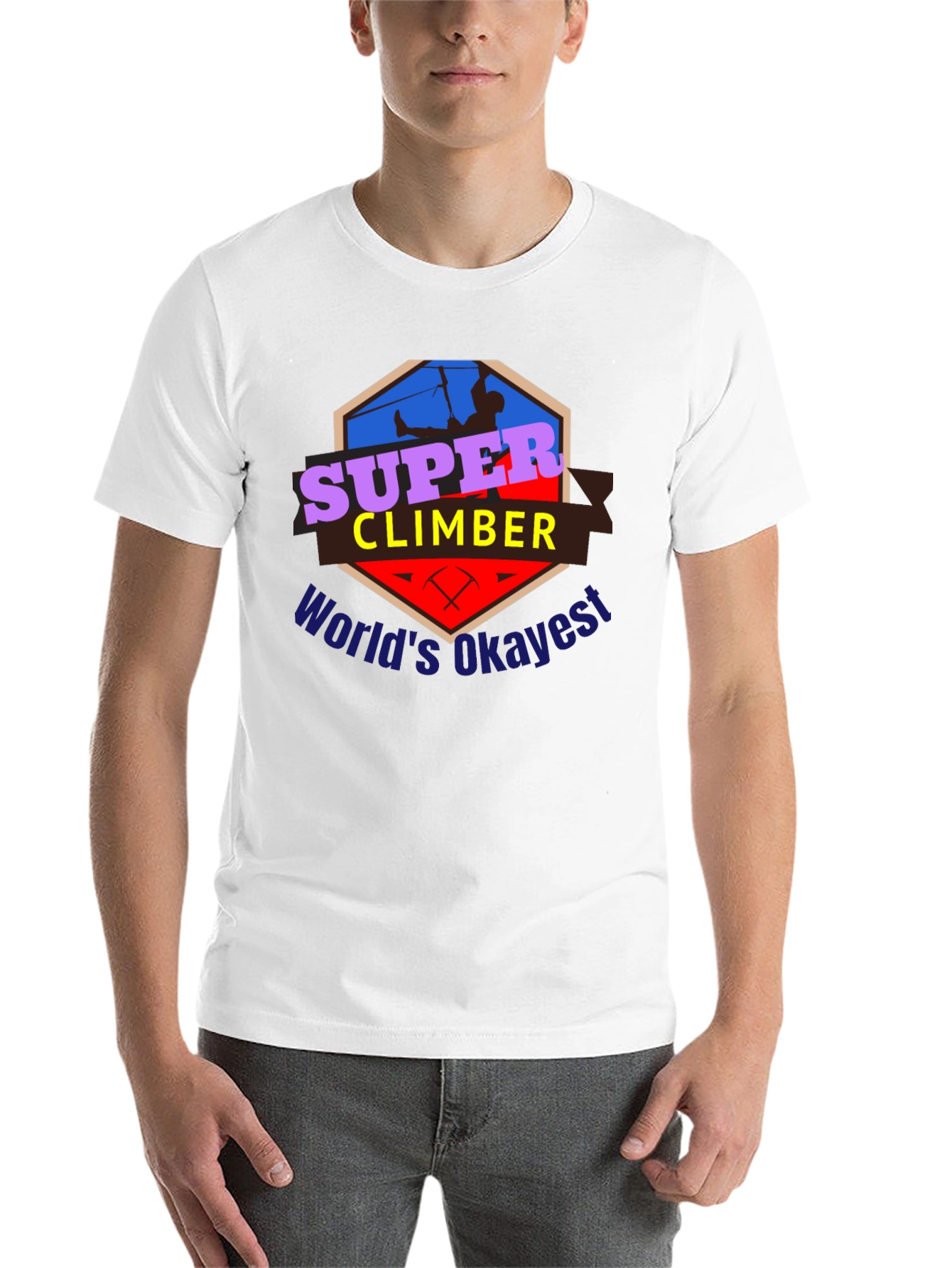 Black Super Climber T-Shirt - World's Okayest Climber Tee view 14