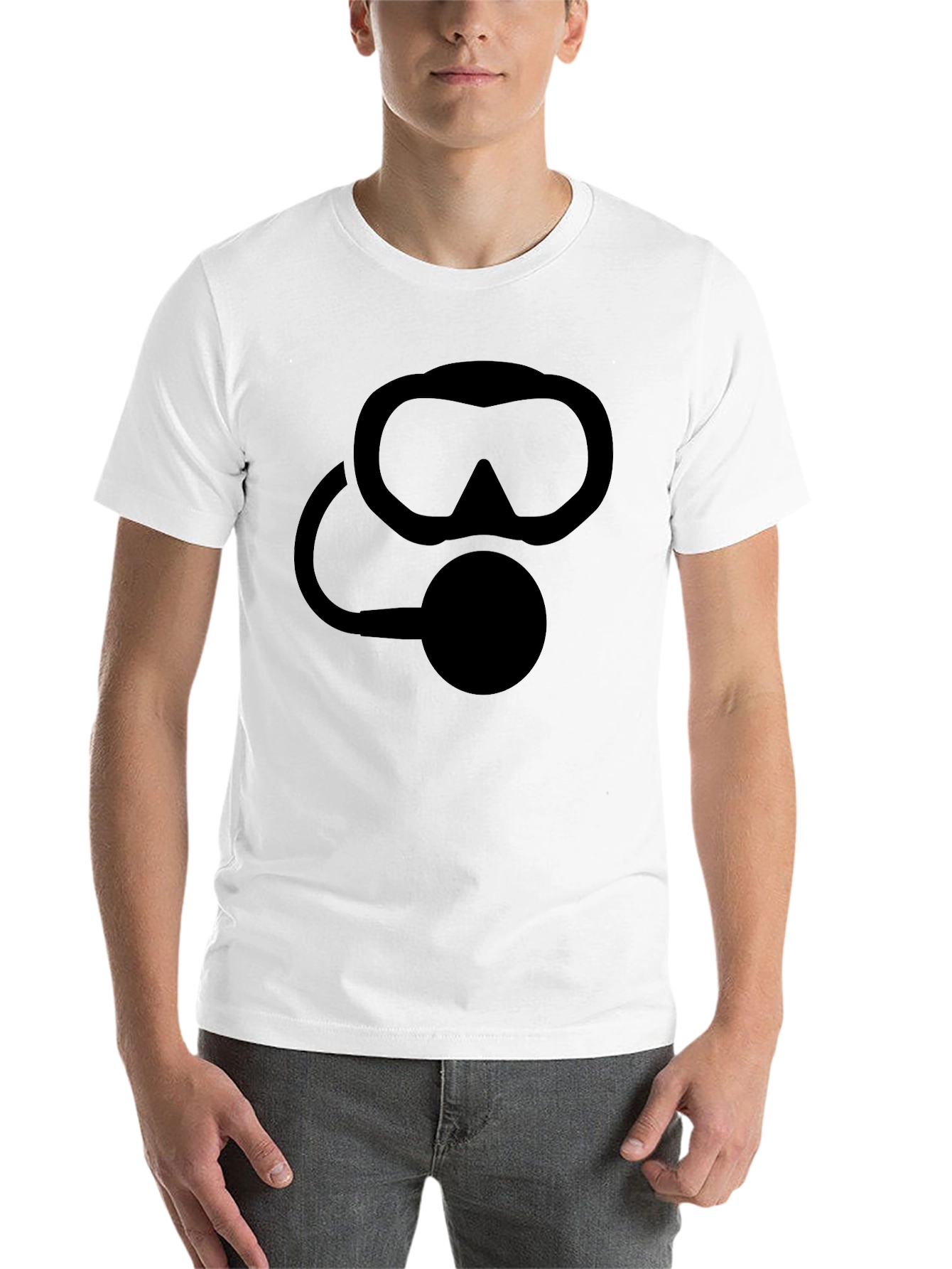 Black Scuba Diver Mask Graphic T-Shirt - Black view 14