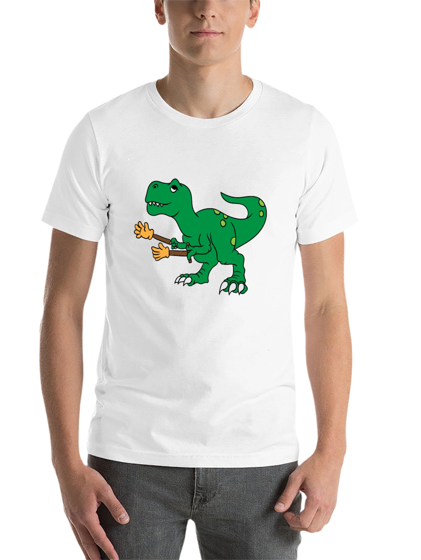 Black Dinosaur T-Rex with Fake Arms Funny Graphic Tee view 14