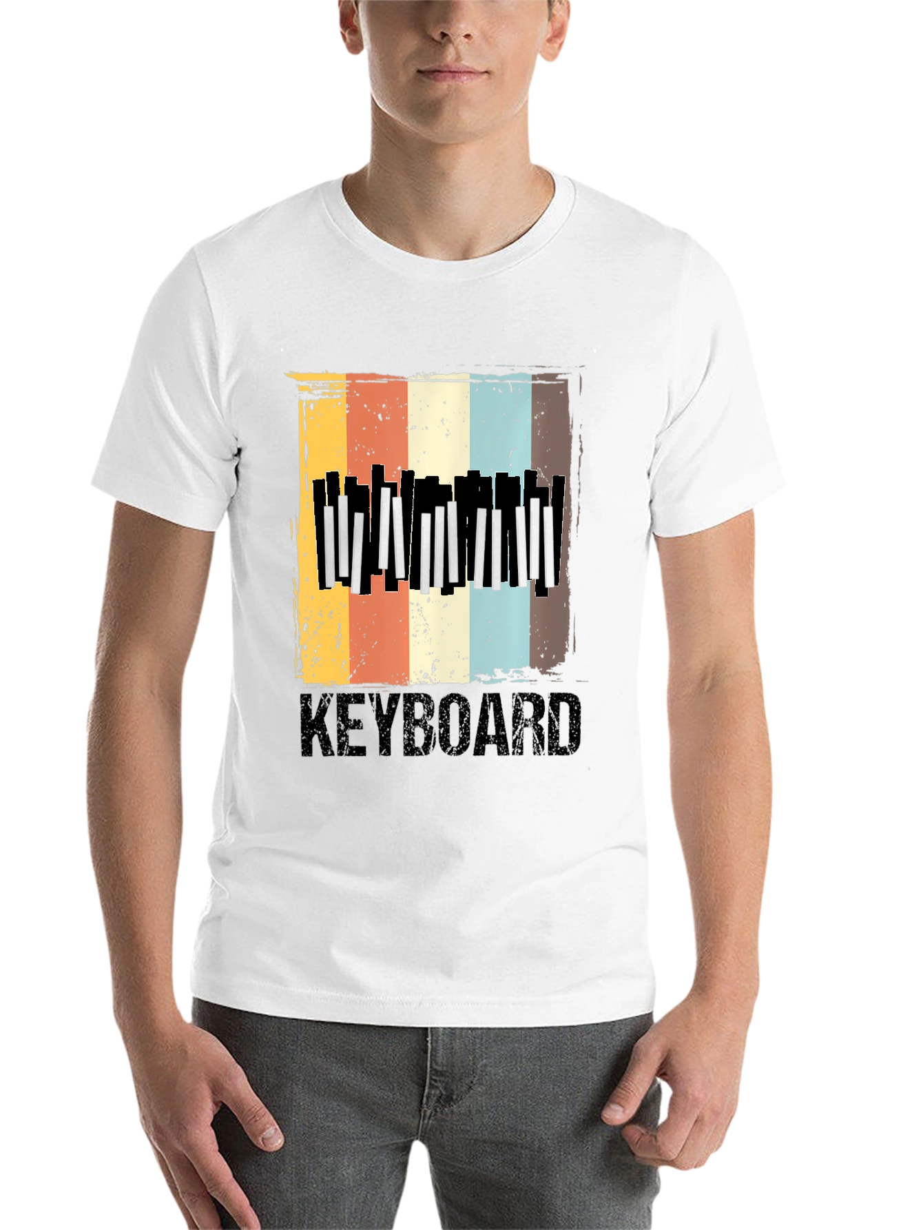 Black Vintage Keyboard T-Shirt - Retro Music Lover Tee view 14