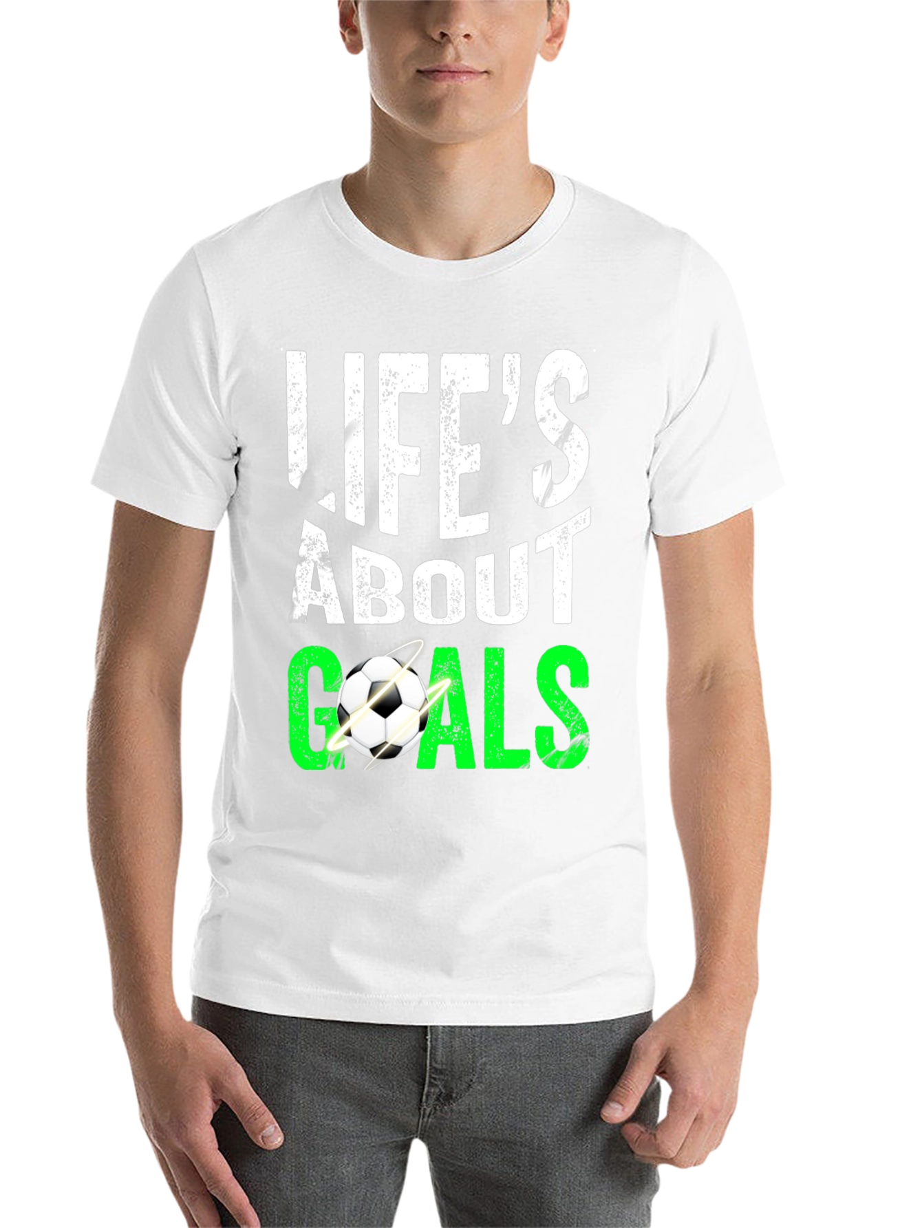 Black Life's About Goals Soccer Graphic T-Shirt view 14