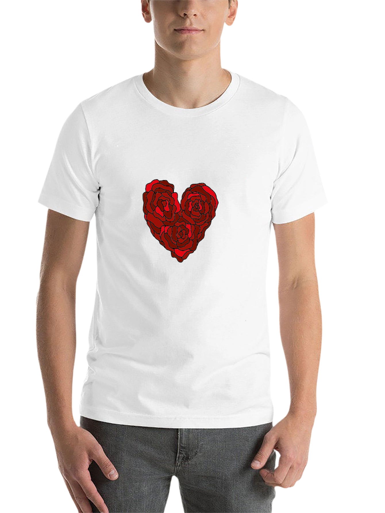 Black Rose Heart Graphic Tee - Romantic Floral Design view 14