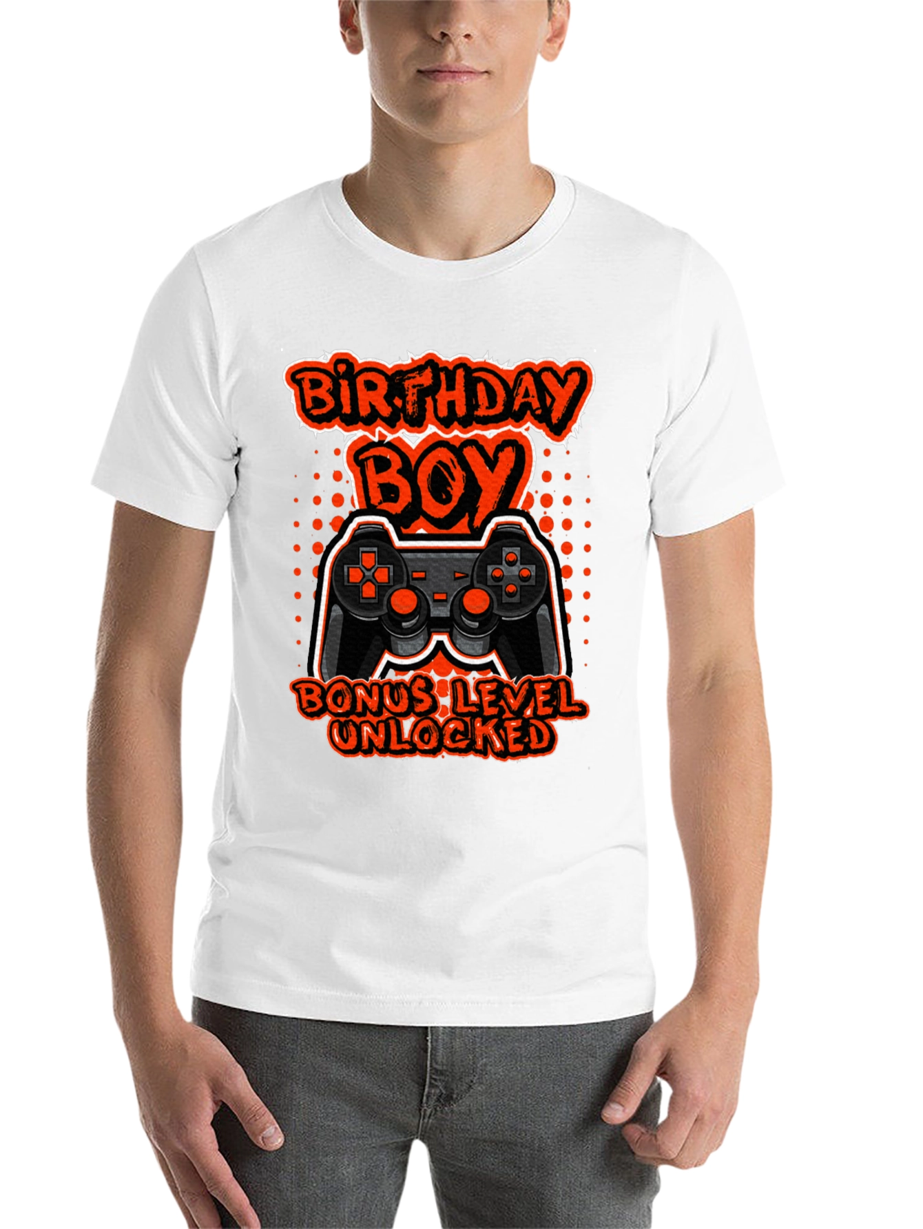 Black Birthday Boy Bonus Level Unlocked Gamer T-Shirt view 14