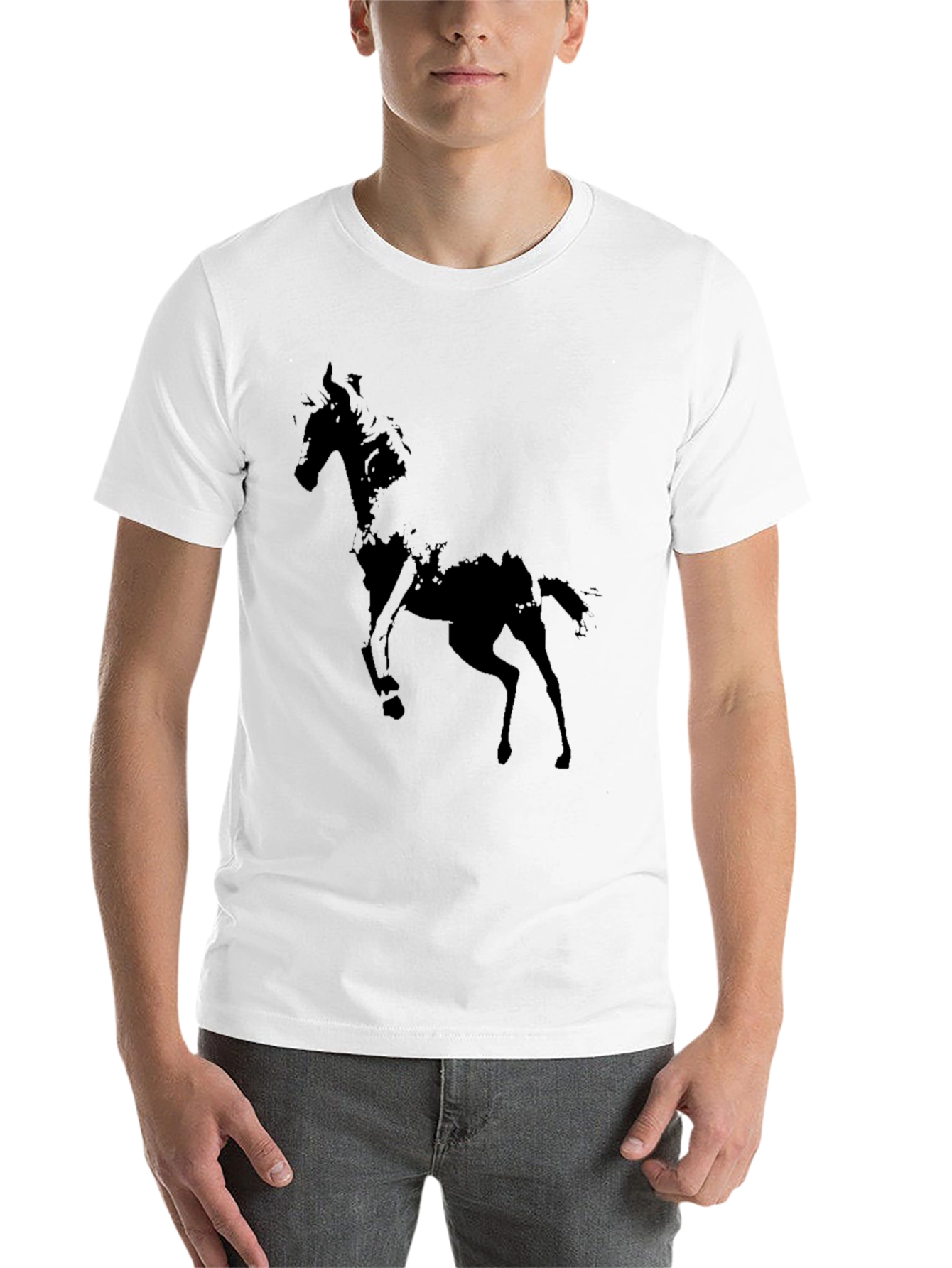 Black Abstract Horse Graphic Black T-Shirt view 14