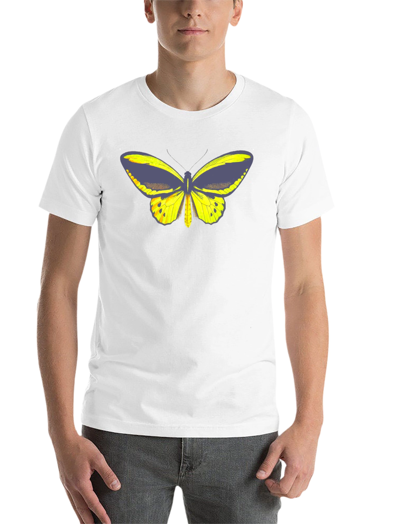 Black Butterfly Graphic Tee - Black Cotton Casual T-Shirt view 14