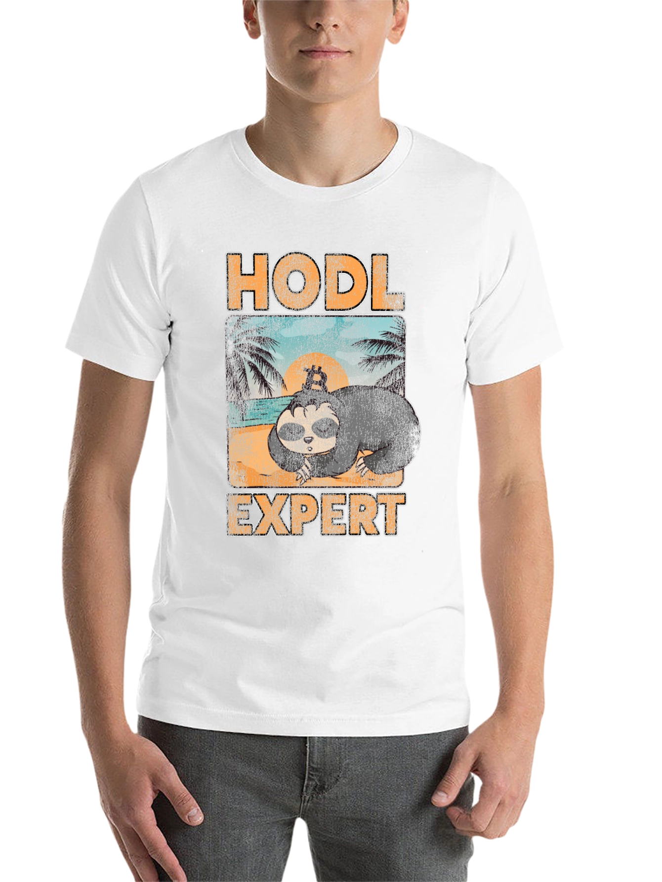 Black HODL Expert Sloth Bitcoin Crypto T-Shirt view 14