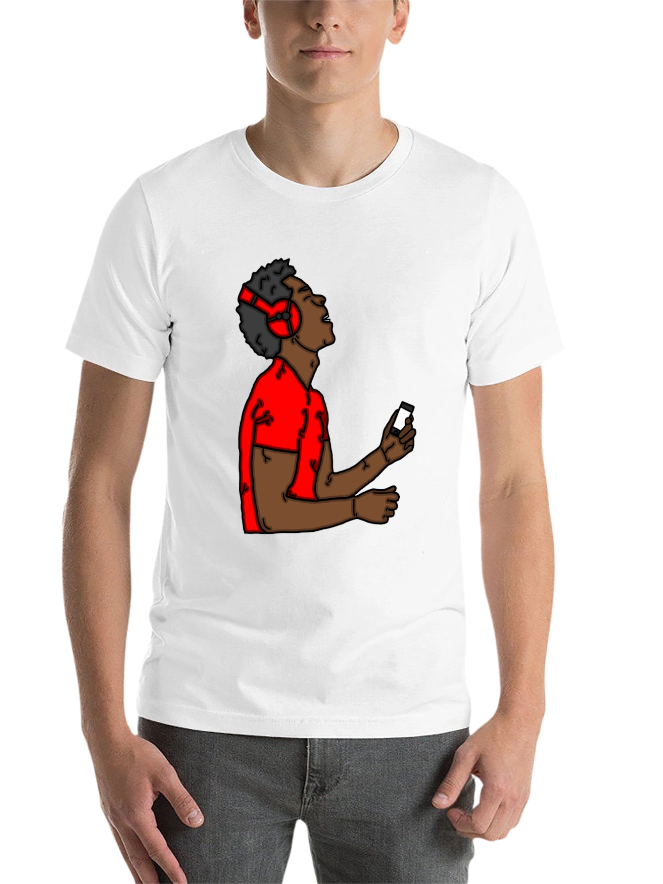 Black Cartoon Music Lover Black T-Shirt view 14