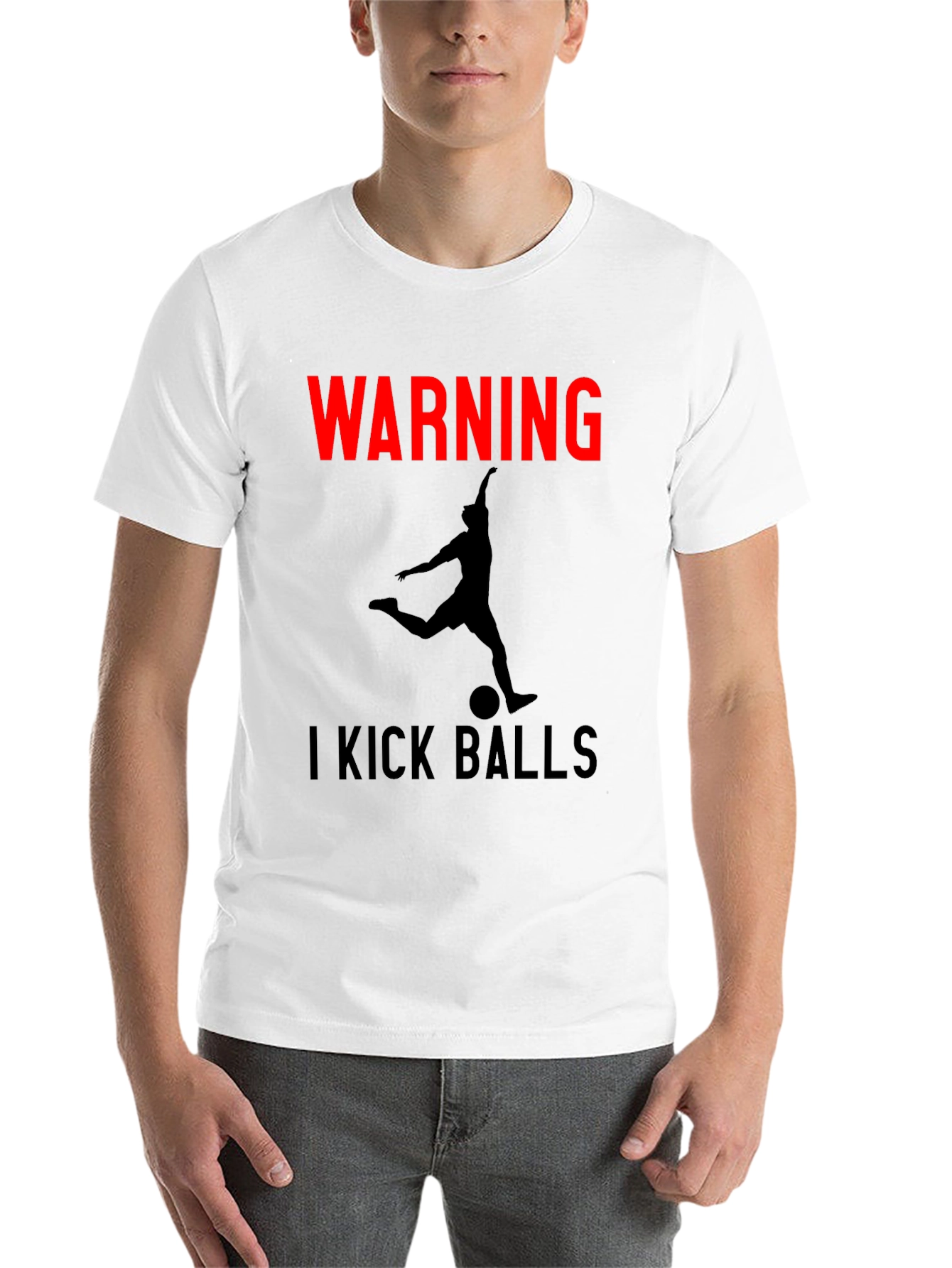 Black Warning: I Kick Balls Graphic T-Shirt - Soccer Inspired view 14