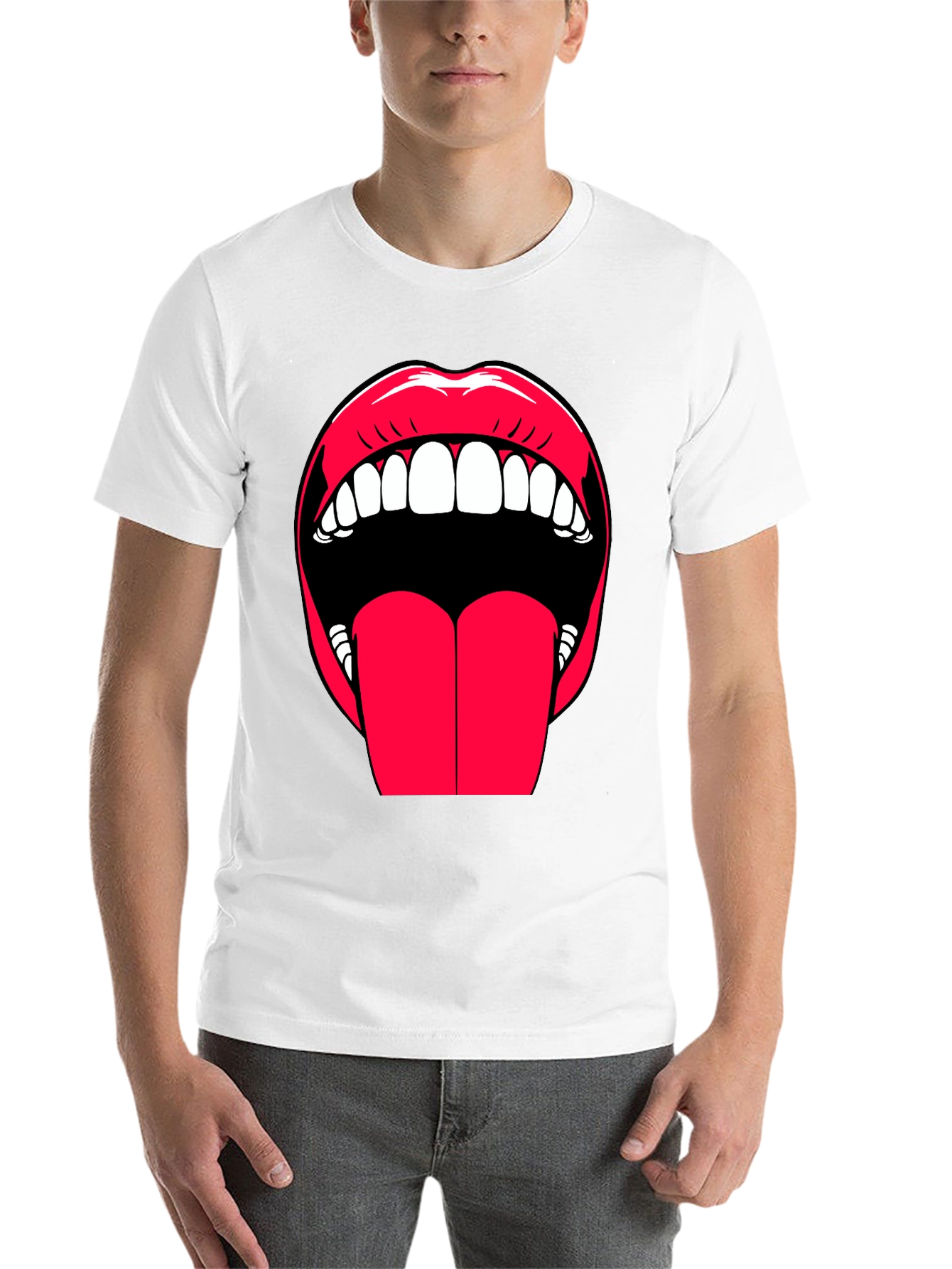 Black Bold Lips Graphic Tee - Expressive Black Cotton T-Shirt view 14