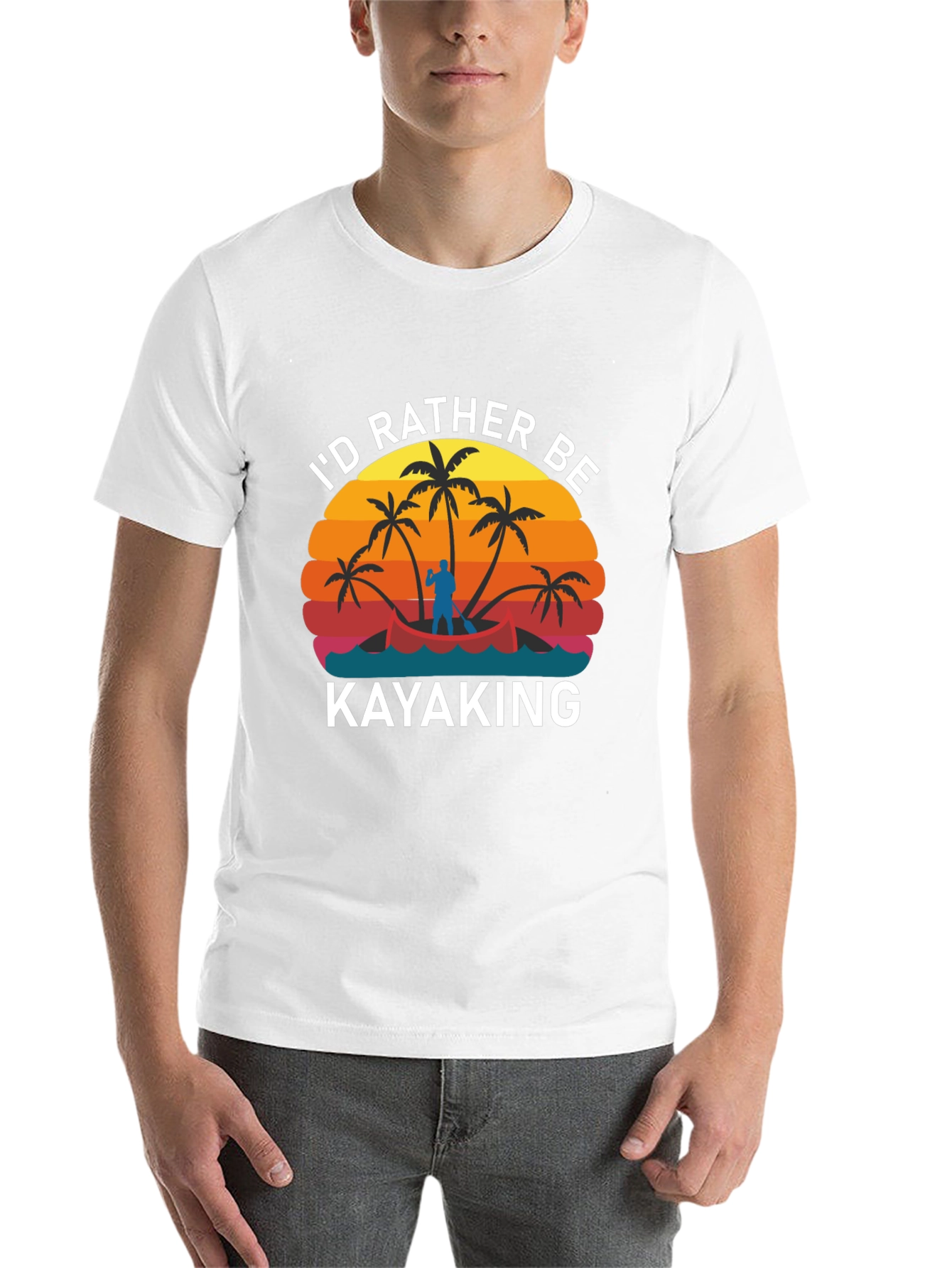 Black Retro Kayaking T-Shirt - I'd Rather Be Kayaking view 14