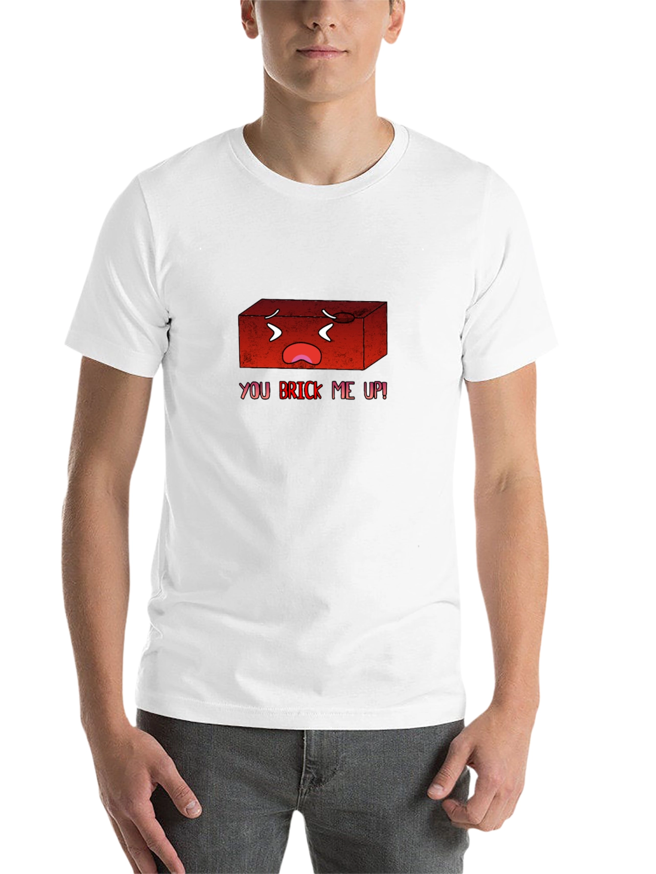Black You Brick Me Up! Funny Graphic T-Shirt view 14