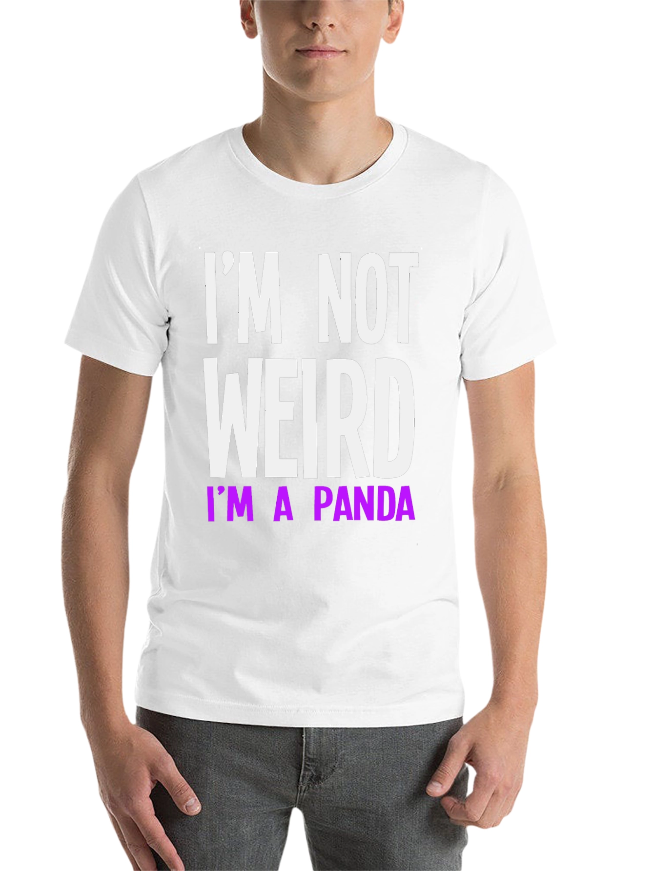 Black Funny "I'm Not Weird, I'm A Panda" Black T-Shirt view 14