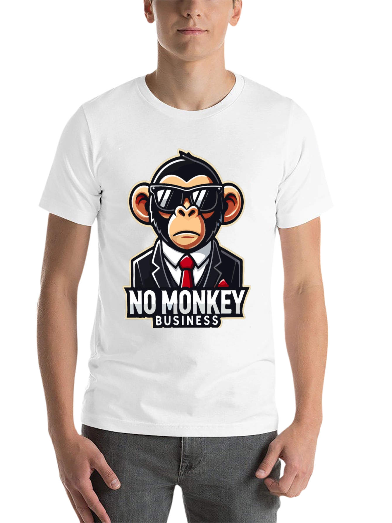 Black No Monkey Business Graphic T-Shirt view 14