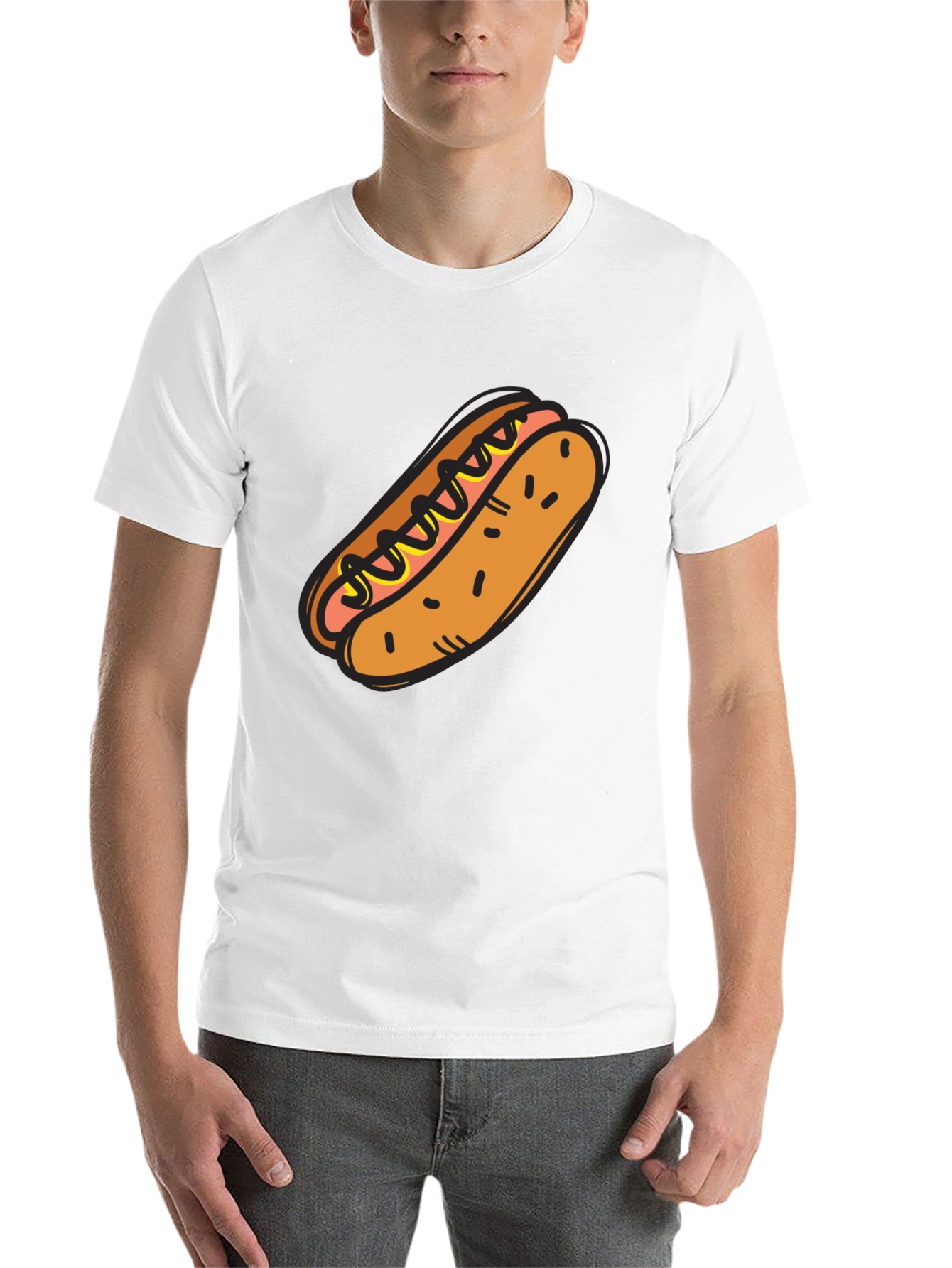 Black Hot Dog Graphic Tee - Novelty T-Shirt view 14