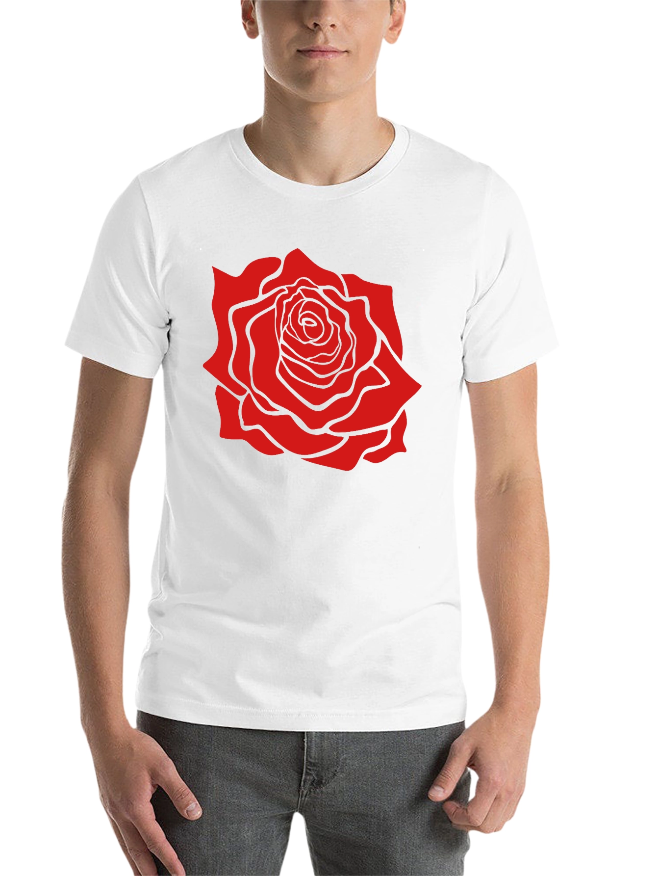 Black Black T-Shirt with Bold Red Rose Graphic view 14