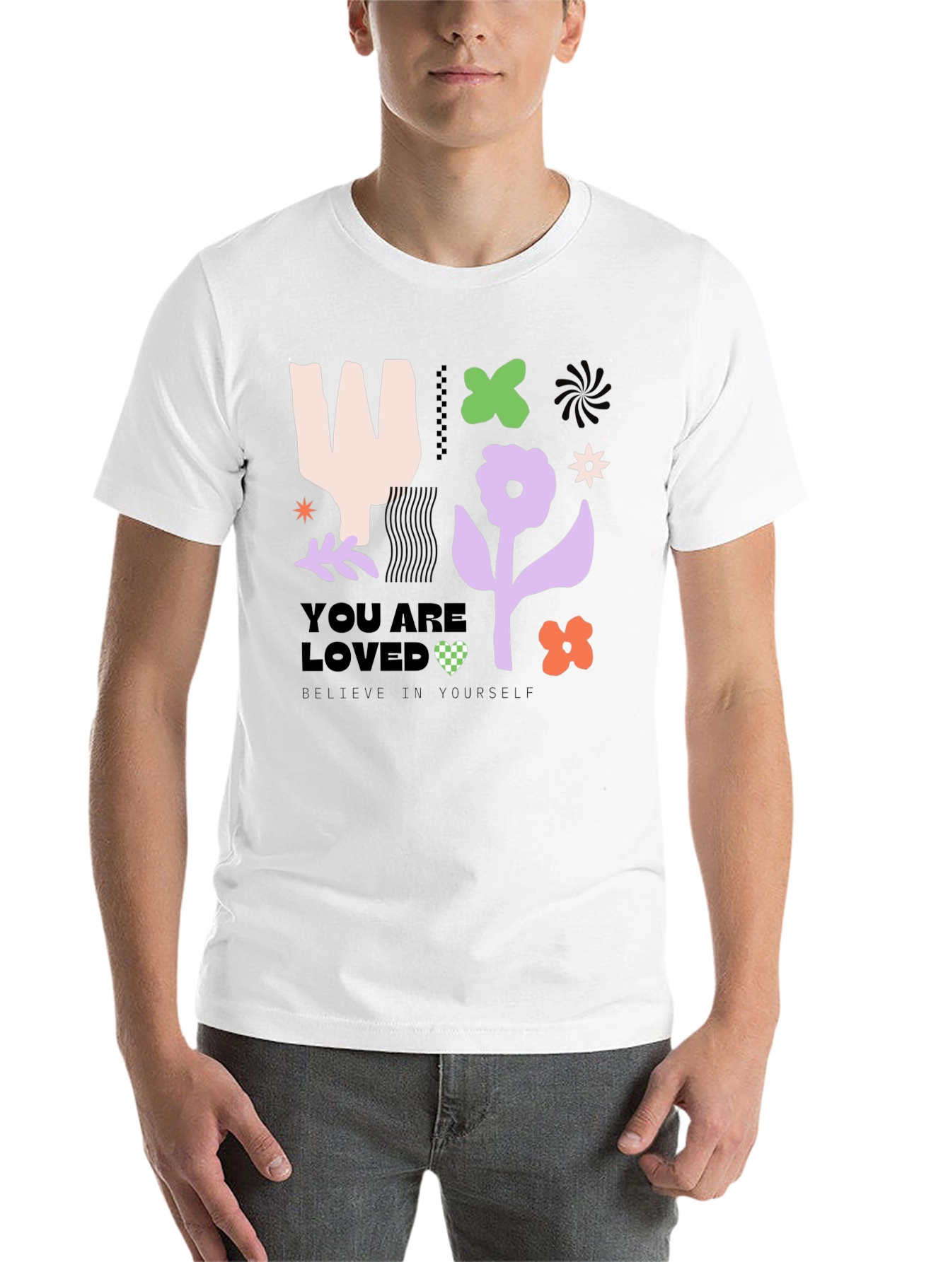 Black You are Loved Graphic Tee - Abstract Design view 14