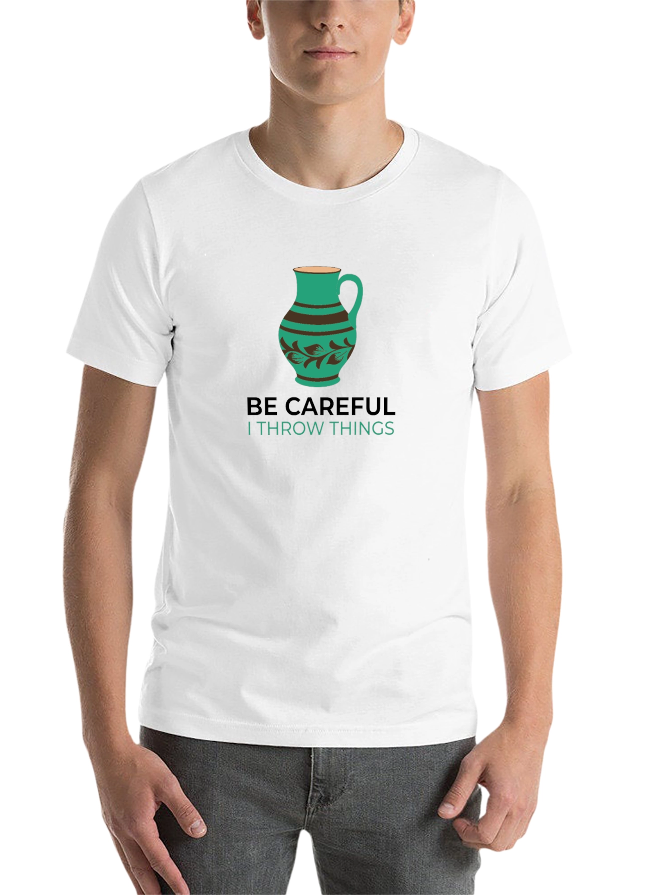 Black Be Careful Throwing Things T-Shirt view 14