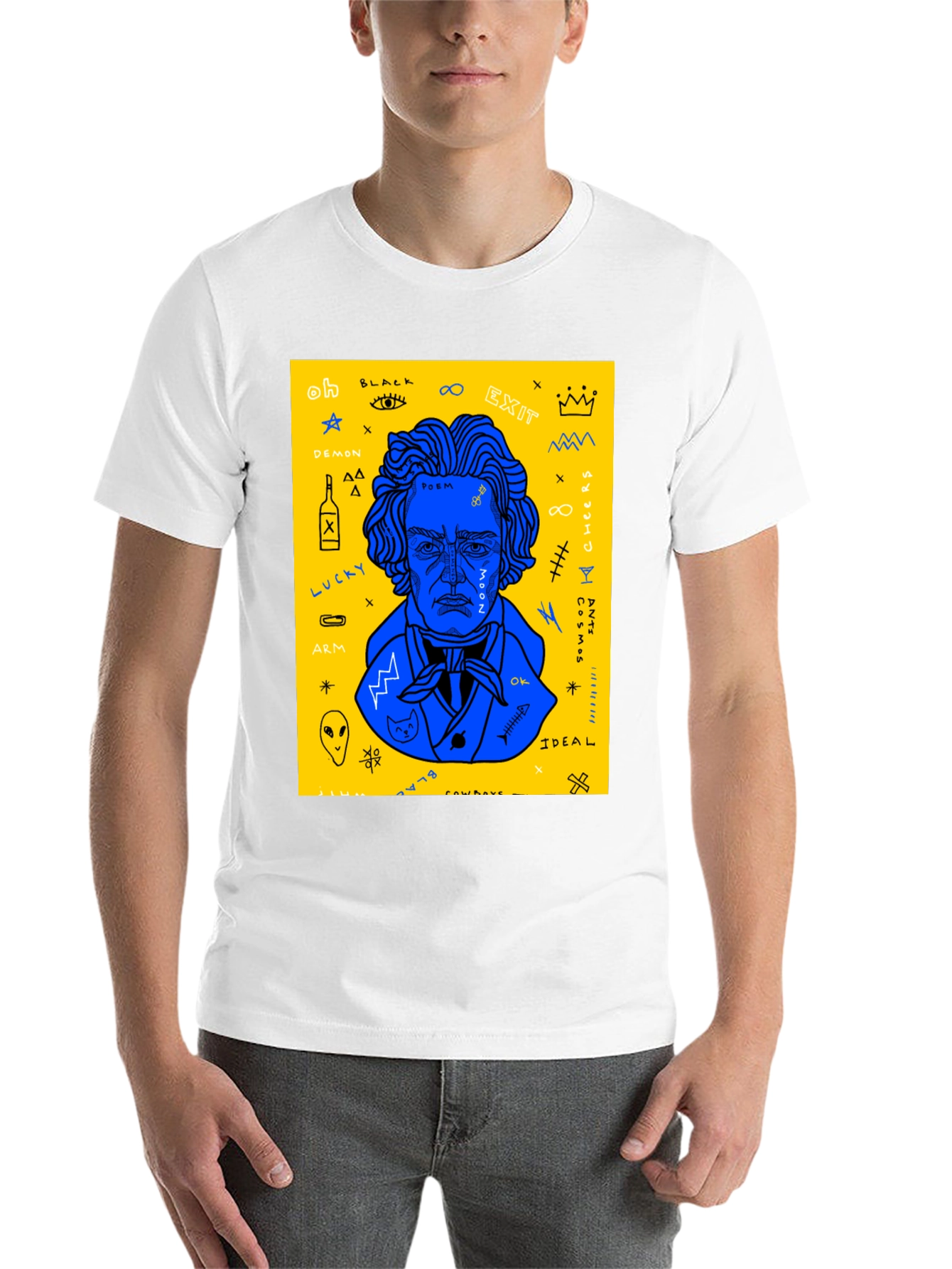 Black Abstract Art Graphic Print T-Shirt view 14