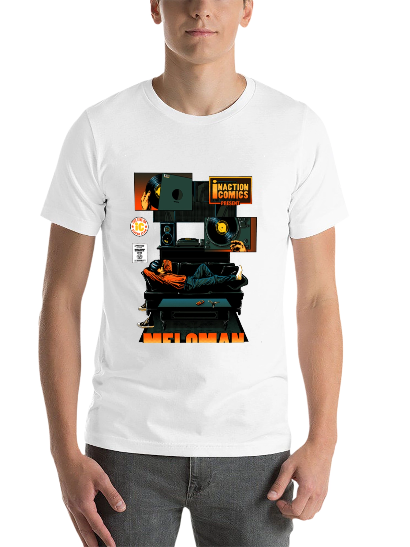 Black Meloman Graphic T-Shirt - Black Cotton Tee view 14