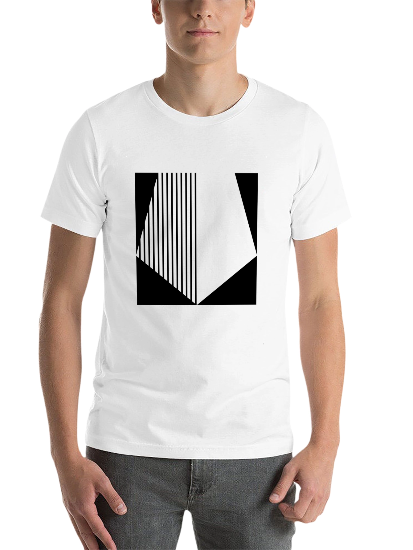 Black Geometric Graphic Print Black T-Shirt view 14
