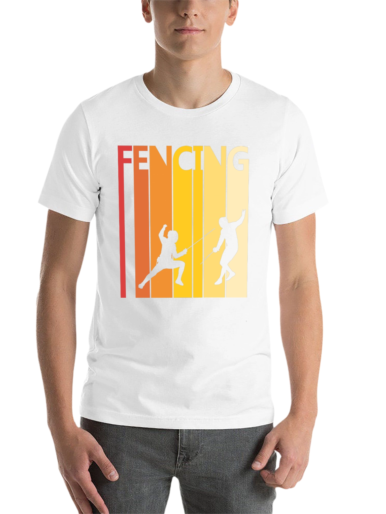 Black Retro Fencing T-Shirt - Black Cotton Tee view 14