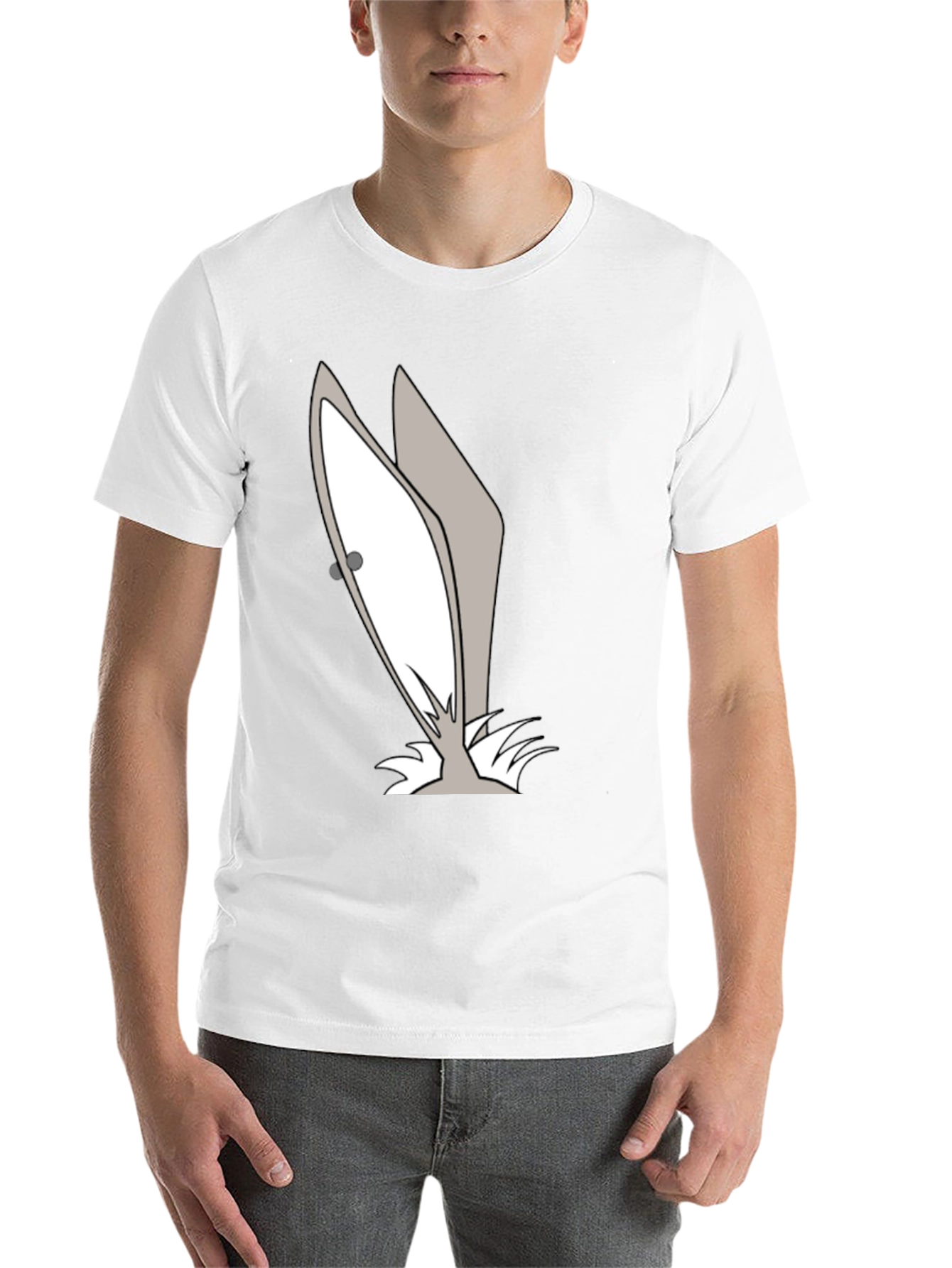 Black Funny Cartoon Bunny Ears Graphic Tee view 14