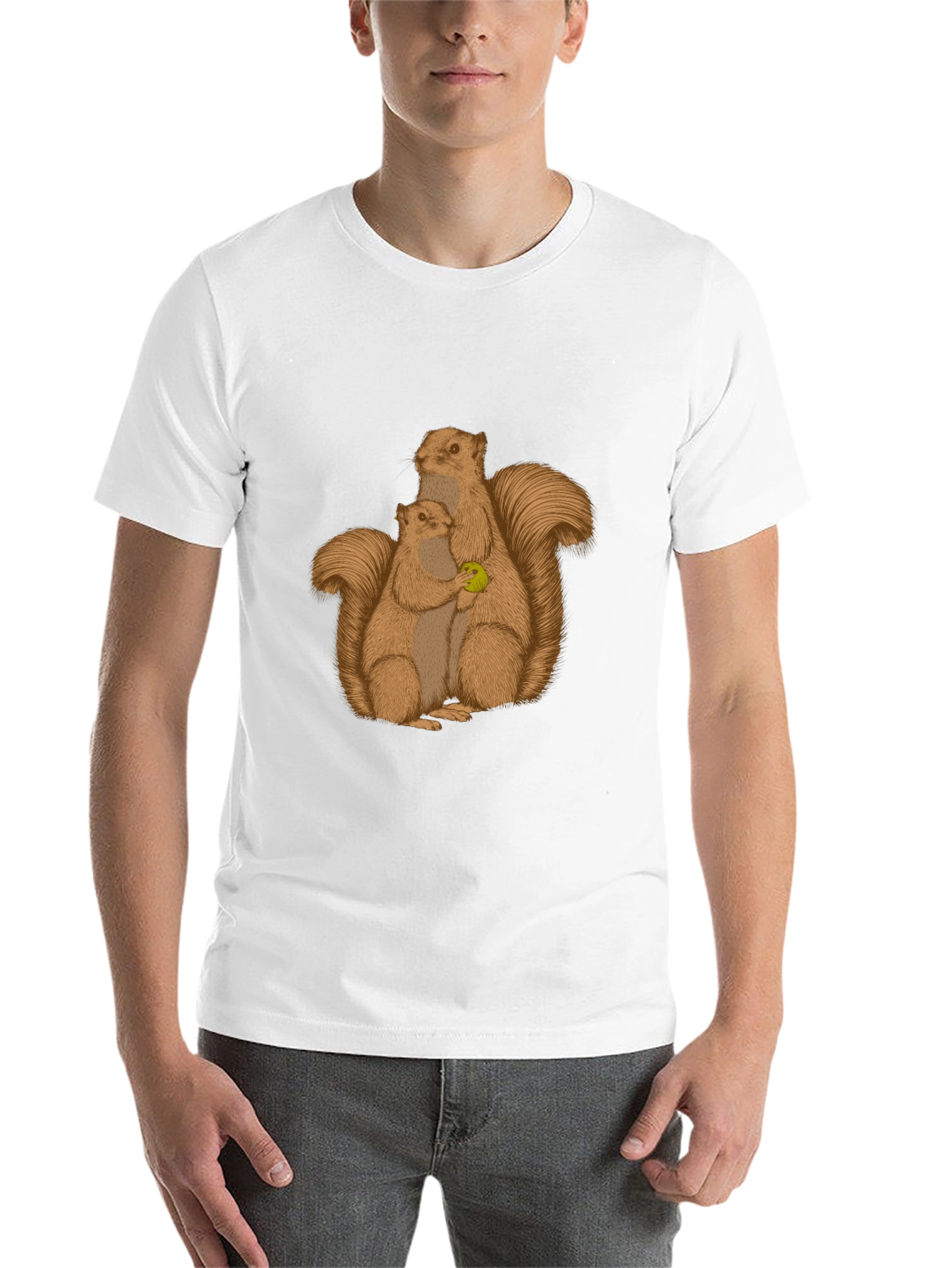 Black Squirrel Family Graphic Tee - Black Cotton Blend view 14