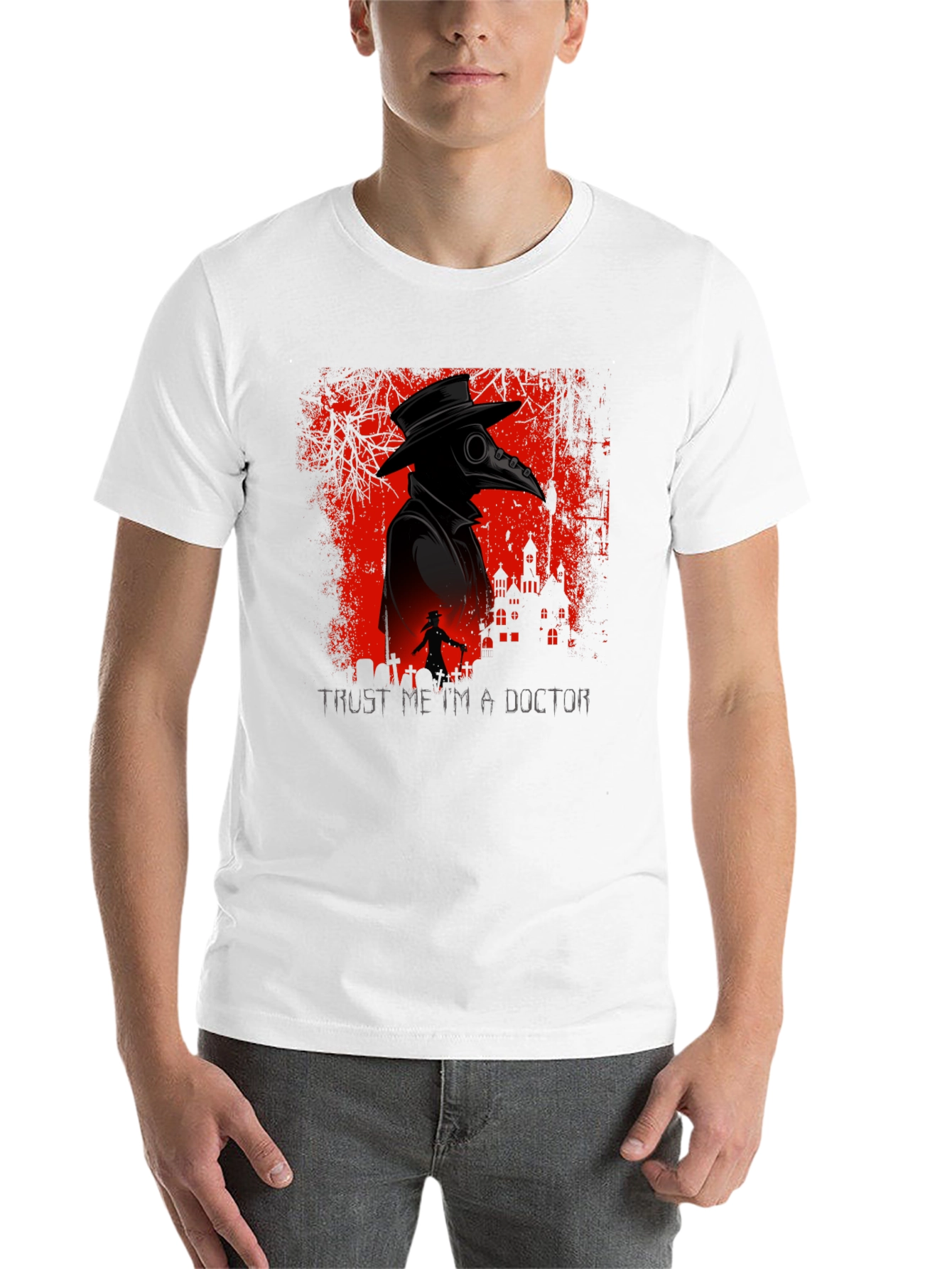 Black Plague Doctor Graphic Tee - Trust Me I'm a Doctor T-Shirt view 14
