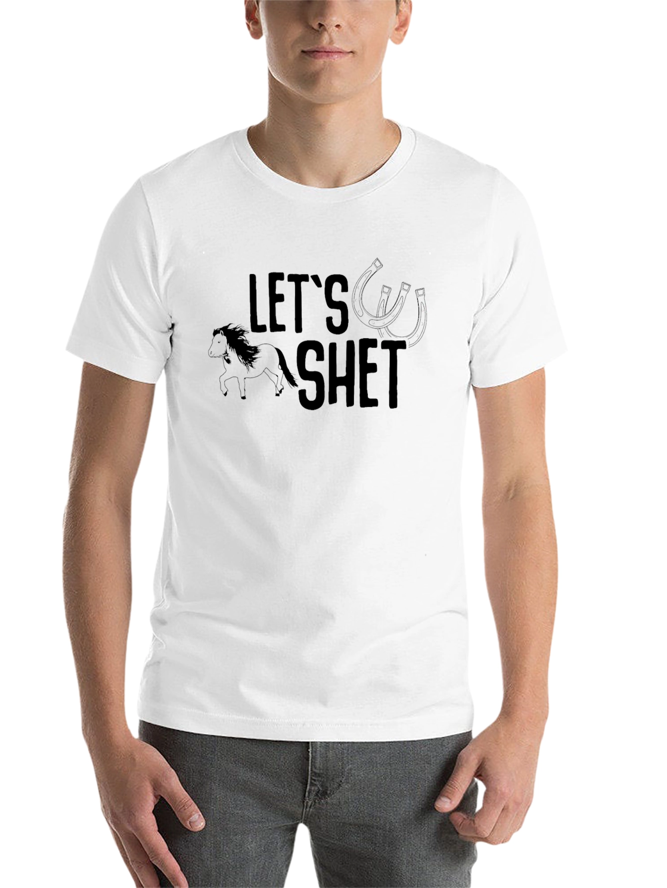 Black Let's SHET T-Shirt - Black Cotton Tee for Horse Lovers view 14