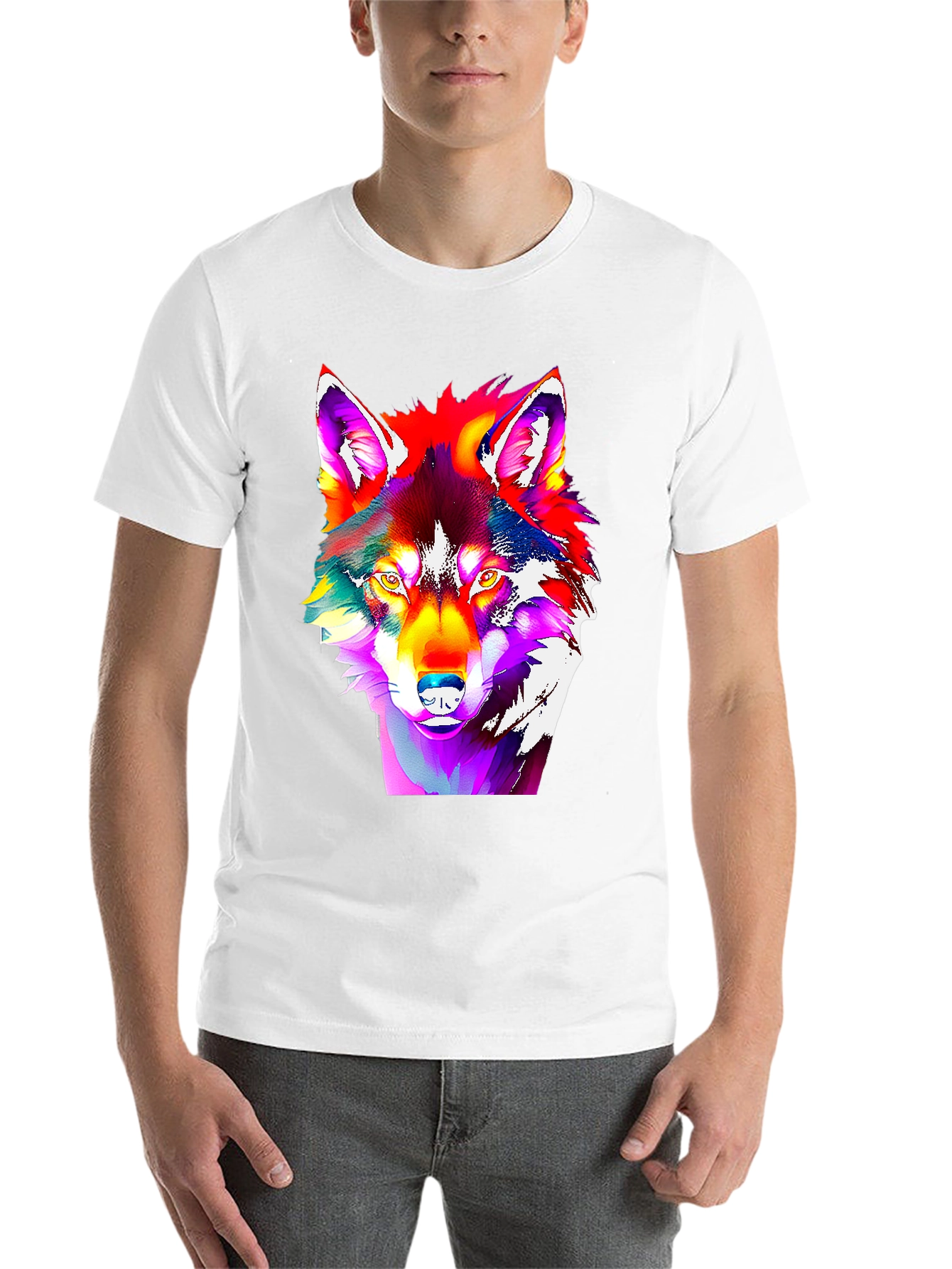 Black Vivid Wolf Graphic Tee - Bold Art Print view 14