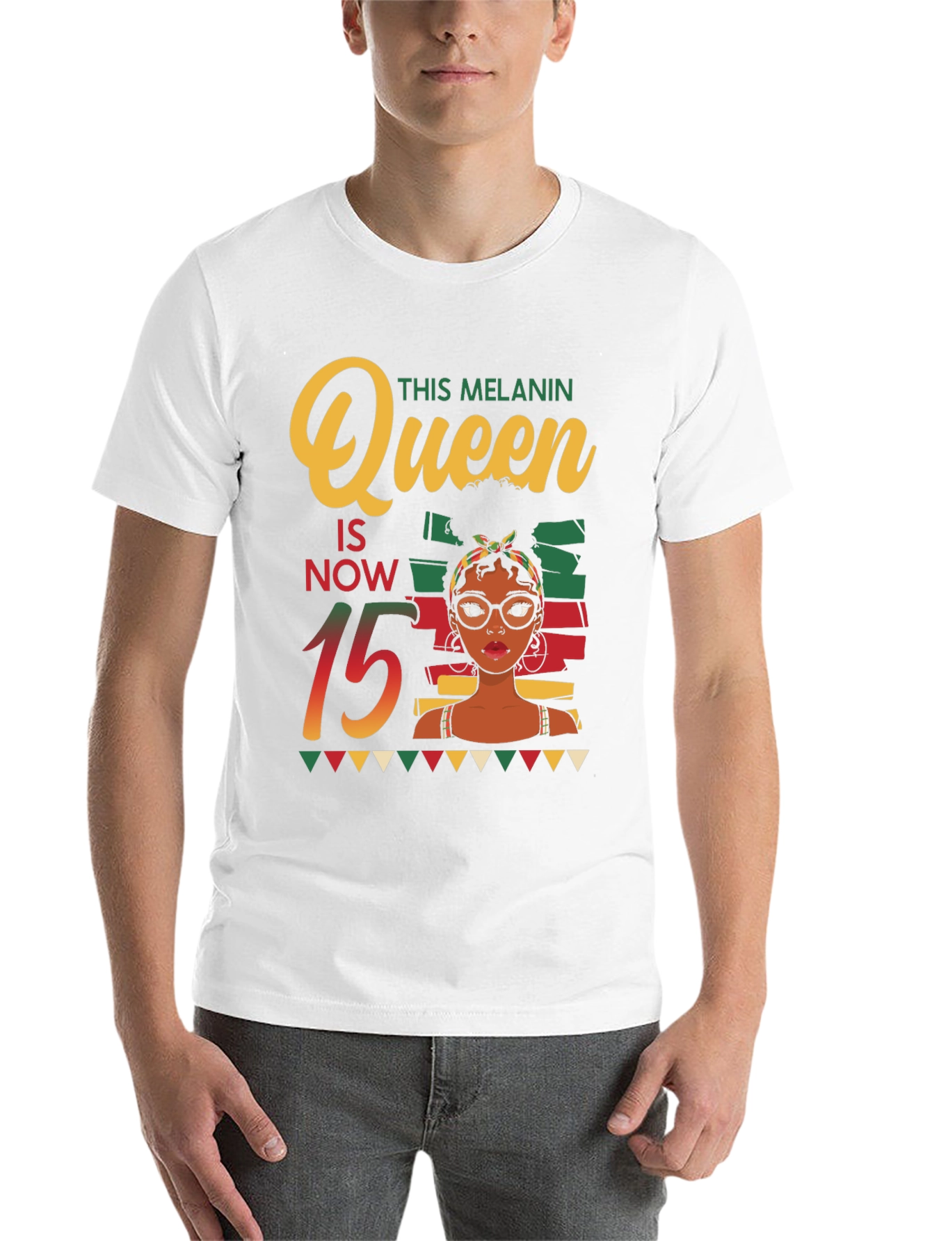 Melanin Queen 15th Birthday Black T-Shirt - 14