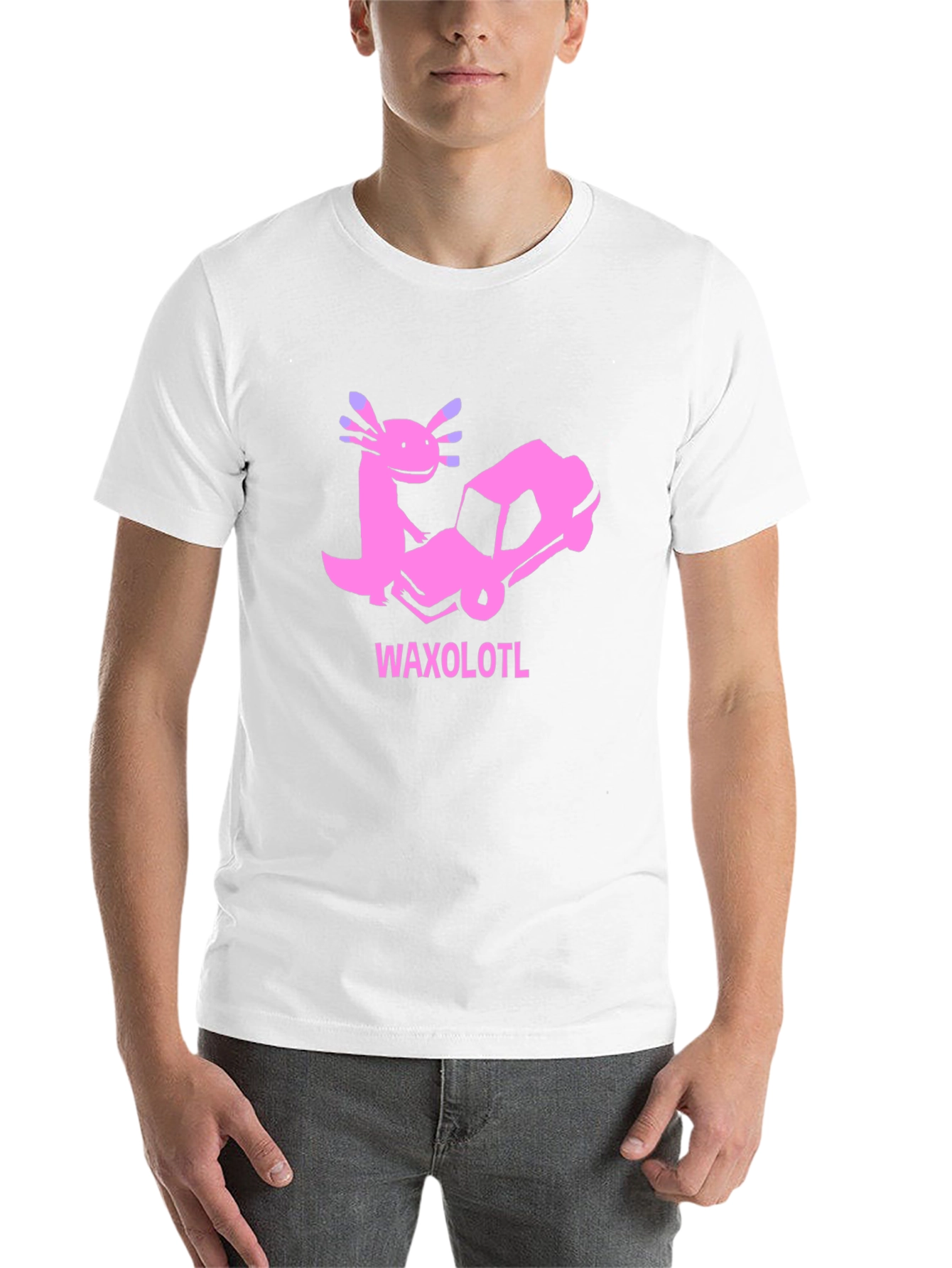 Black Axolotl Car T-Shirt: Funny Pink Cartoon Tee view 14