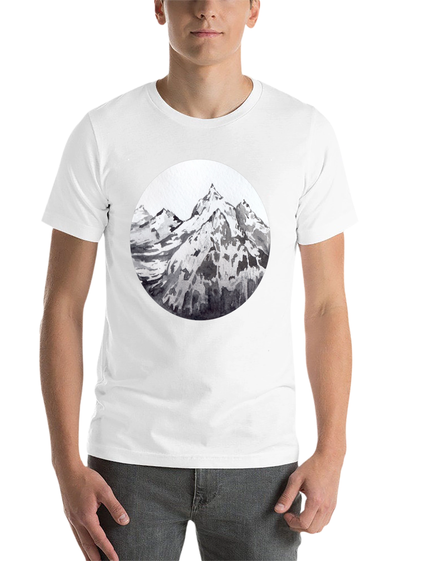 Black Mountain Peaks Graphic Tee - Black Cotton T-Shirt view 14