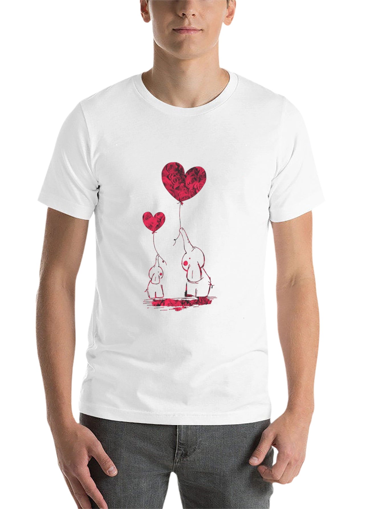 Black Elephant Love Heart Balloon Graphic Tee view 14