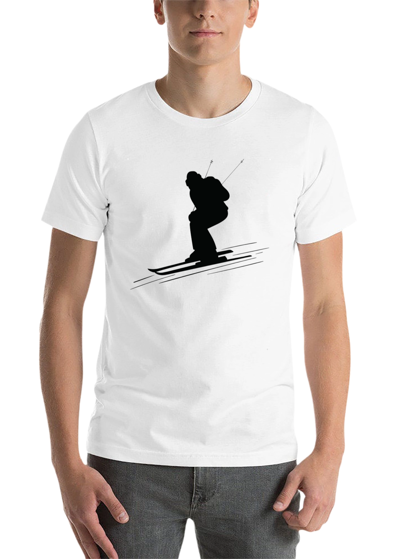 Black Black Skiing Silhouette T-Shirt view 14