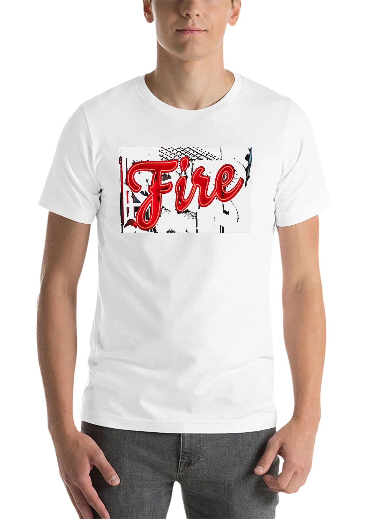 Black "Fire" Graphic Print Black T-Shirt view 14