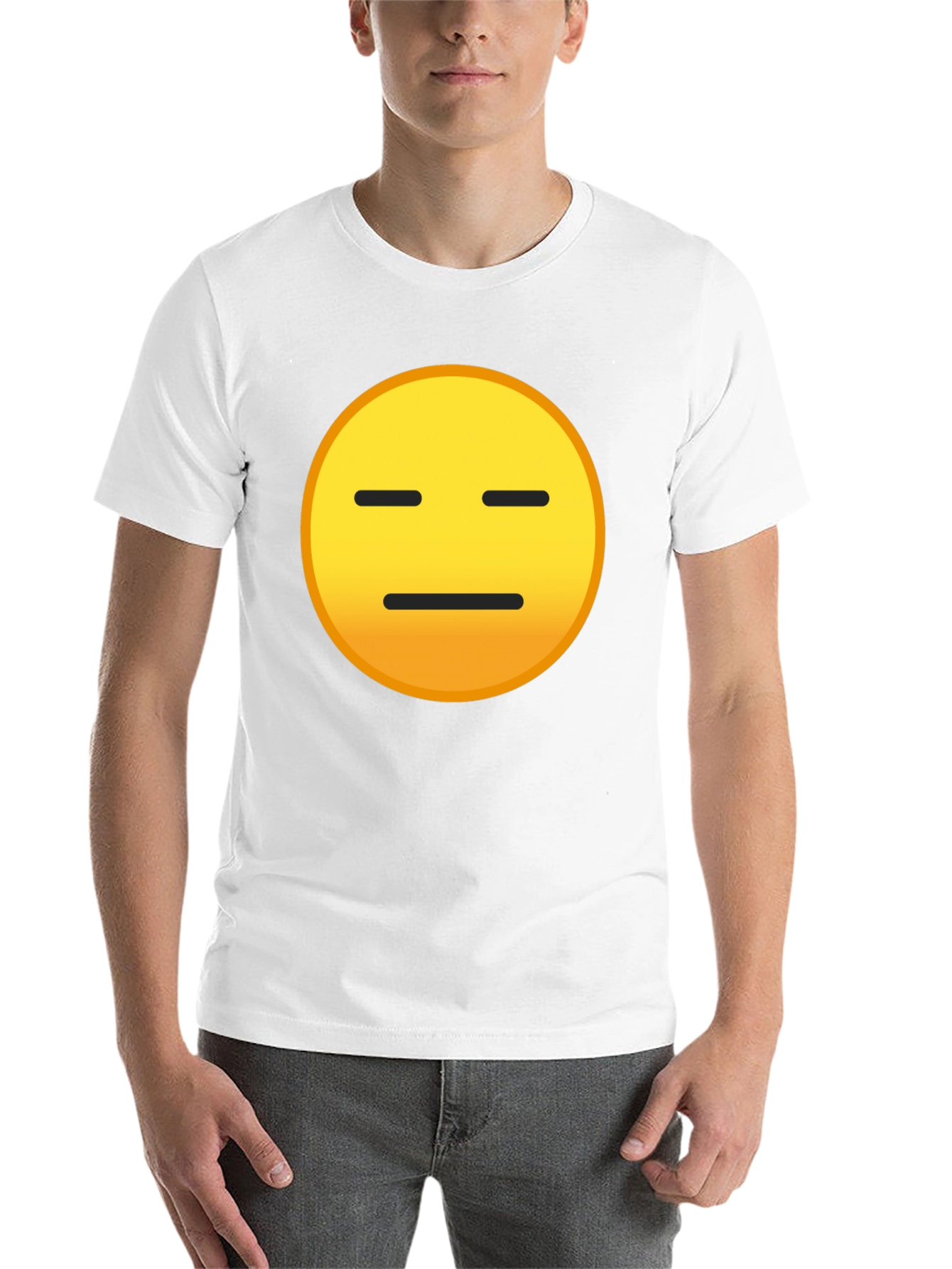 Black Expressionless Emoji Graphic Tee - Black Cotton Blend view 14