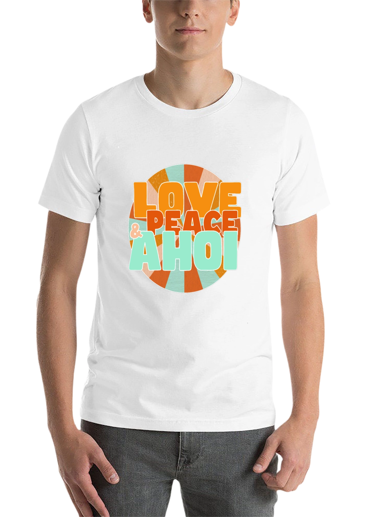 Black Retro Love & Peace Ahoi Graphic T-Shirt view 14
