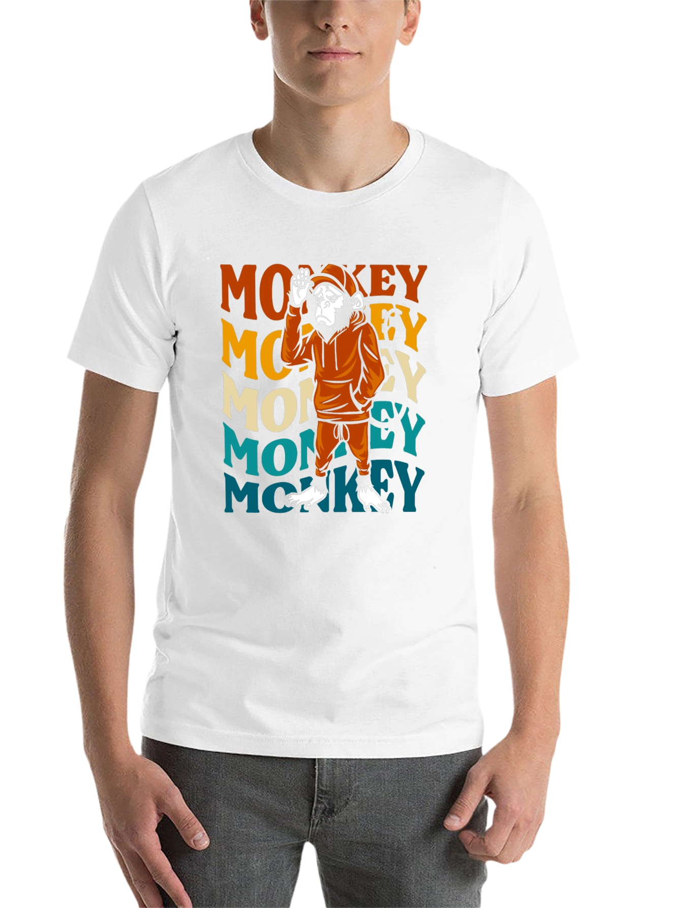 Black Retro Monkey Graphic T-Shirt view 14