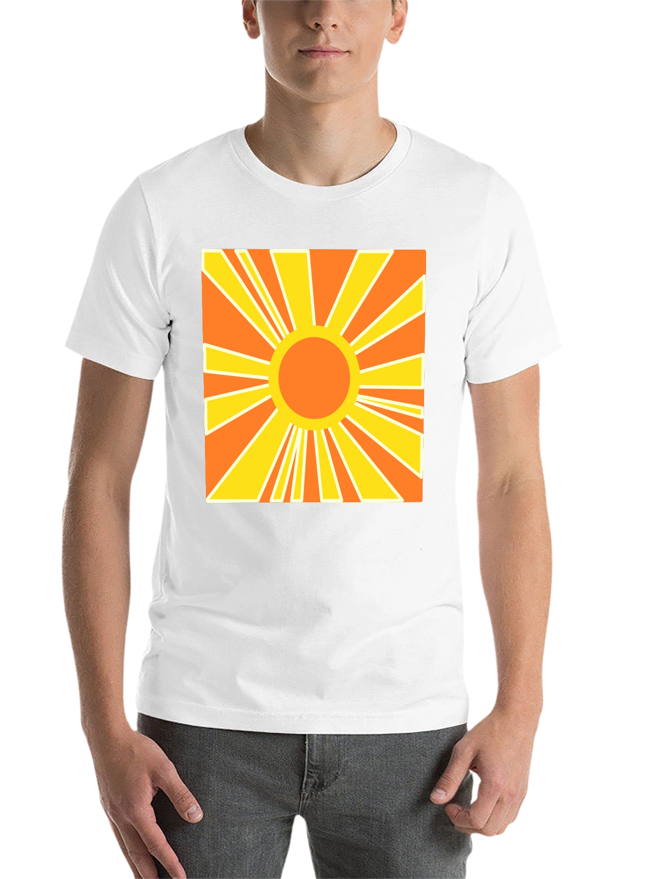 Black Retro Sunburst Graphic Tee - Black Cotton T-Shirt view 14